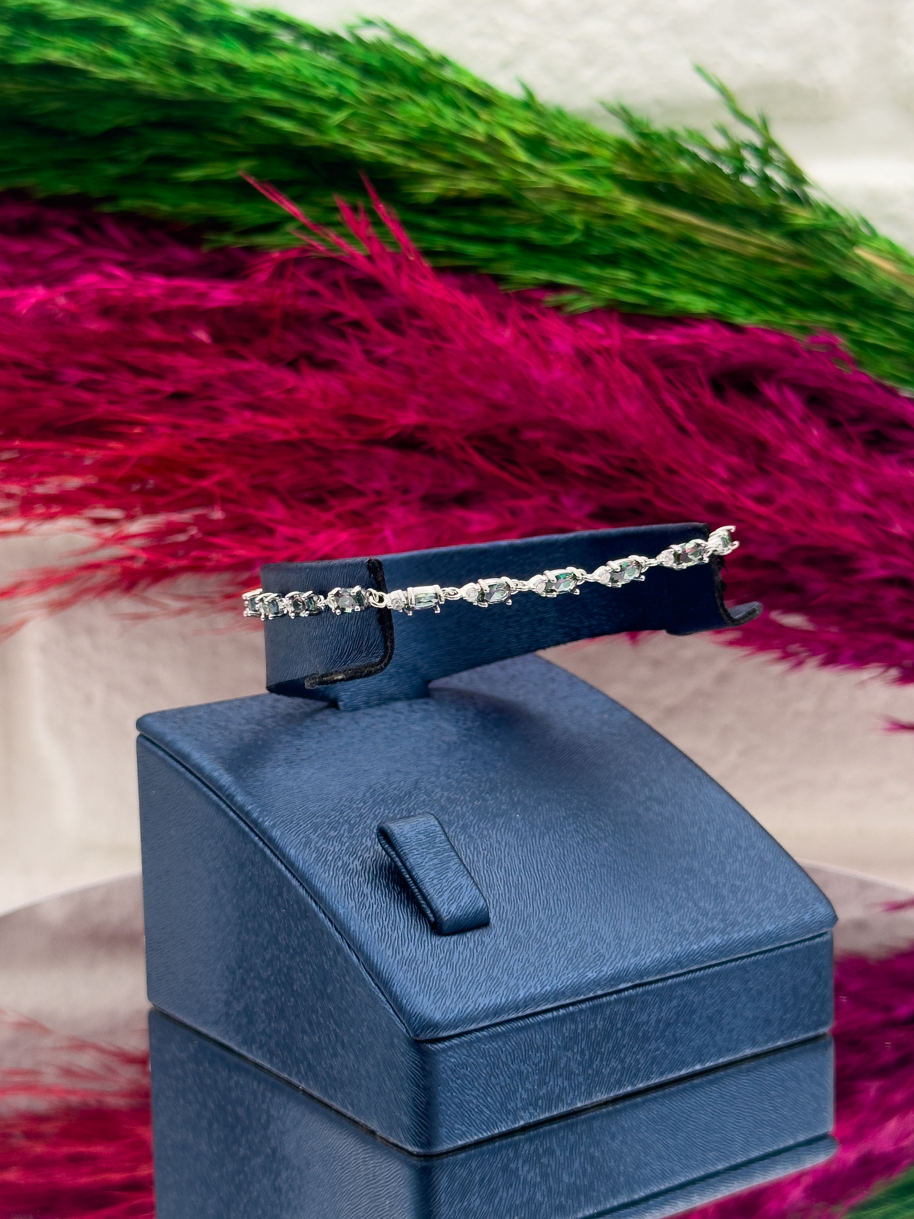 925 Ayar Gümüş Su Yolu Zultanit Taşlı Tasarım Trend Kadın Bileklik