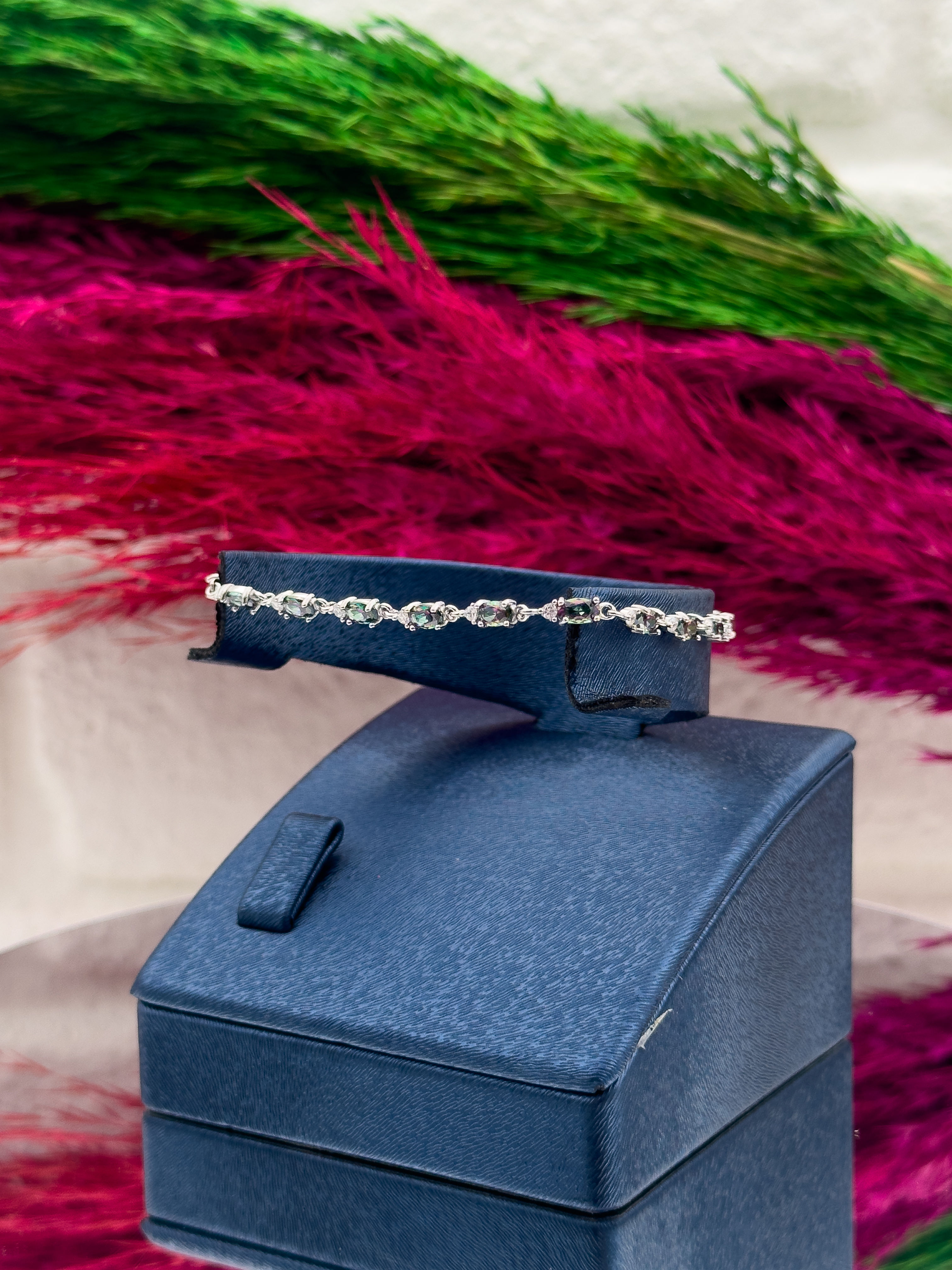 925 Ayar Gümüş Su Yolu Zultanit Taşlı Tasarım Trend Kadın Bileklik