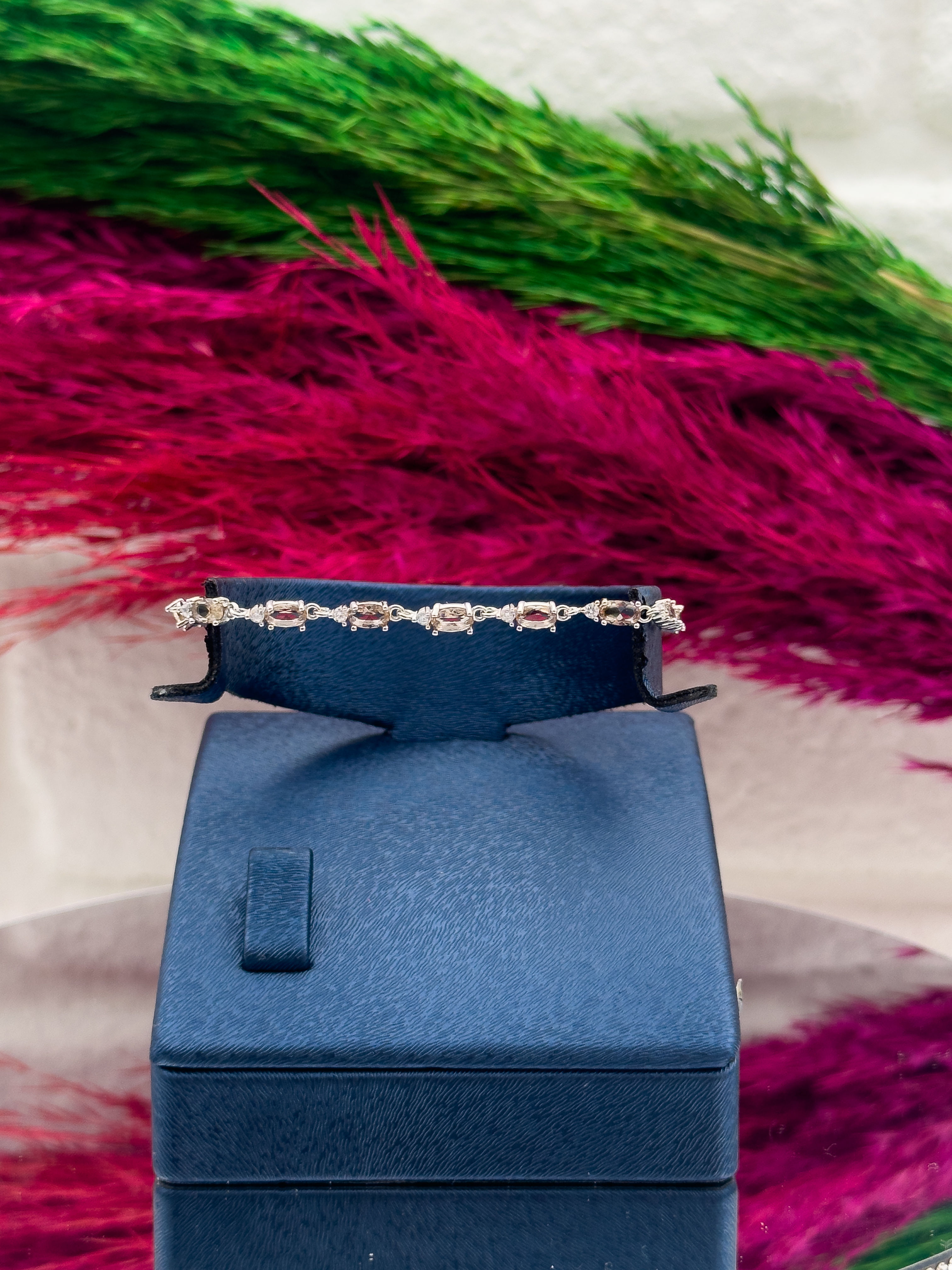 925 Ayar Gümüş Sitrin Taşlı Spor Su Yolu Modeli Zarif Kadın Bileklik