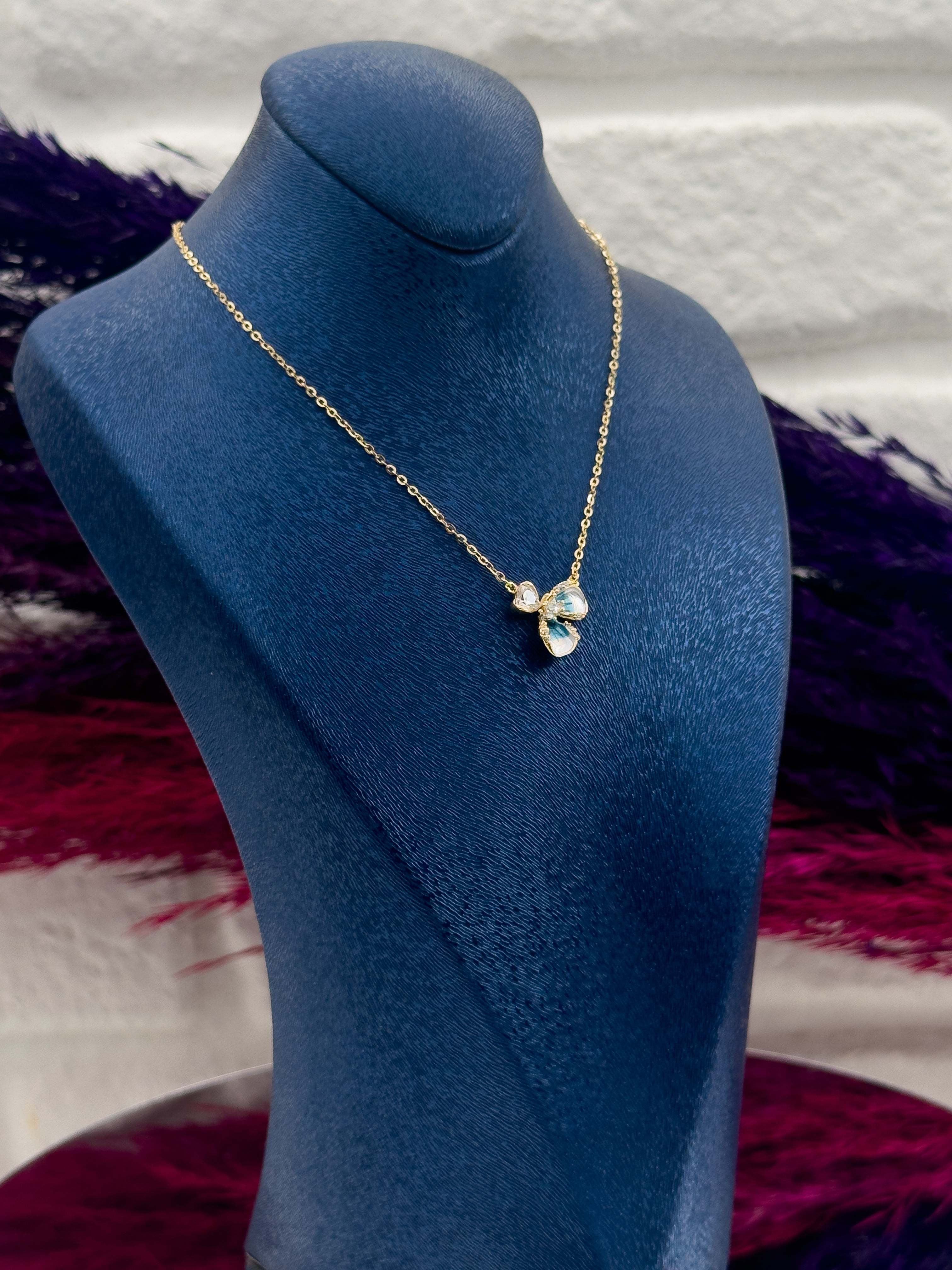 925 Ayar Gümüş Özel Tasarım Gold Renk Trend Kadın Kolye