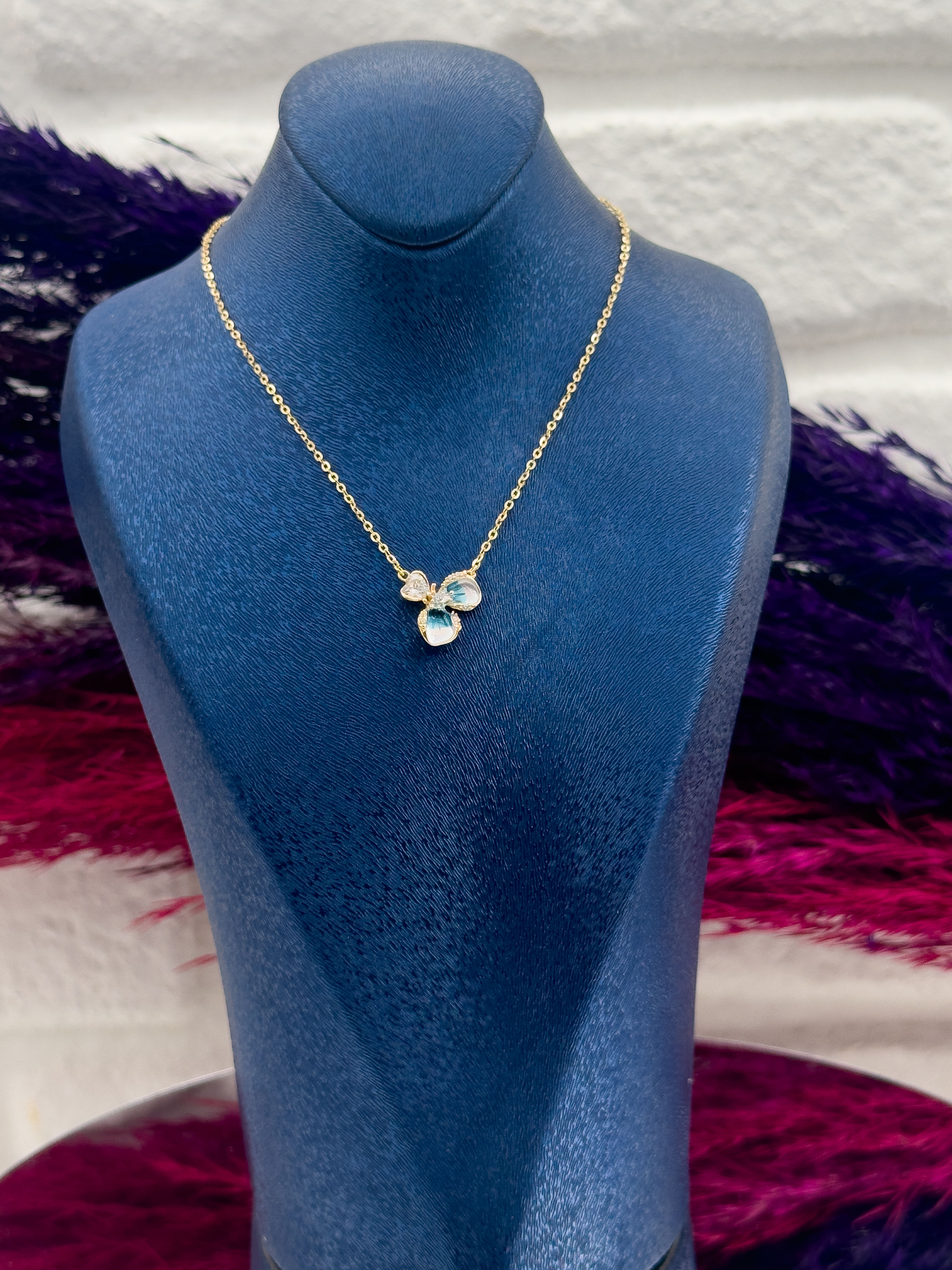 925 Ayar Gümüş Özel Tasarım Gold Renk Trend Kadın Kolye