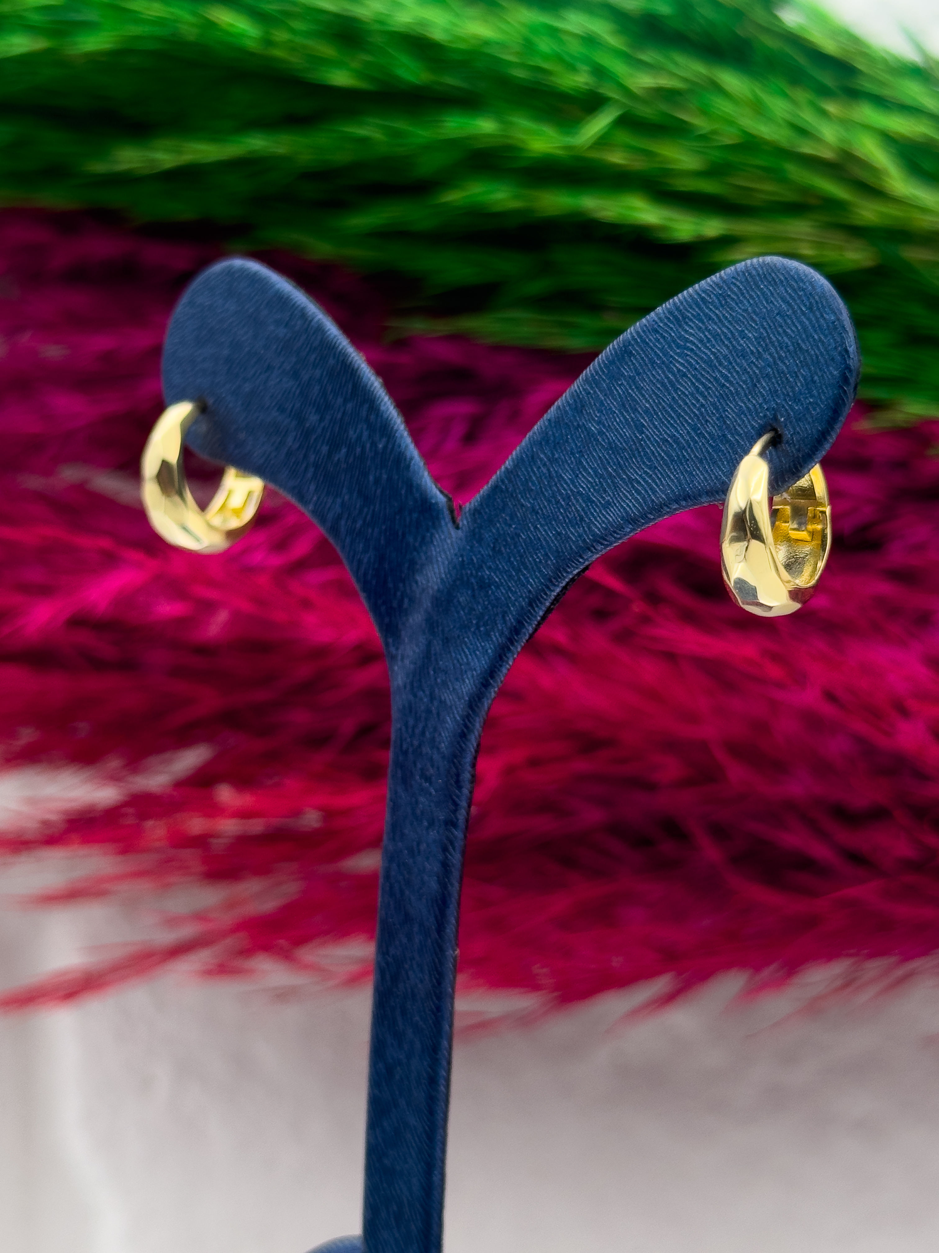 925 Ayar Gümüş Kalemli Gold Renk Halka Modeli Zarif Kadın Küpe