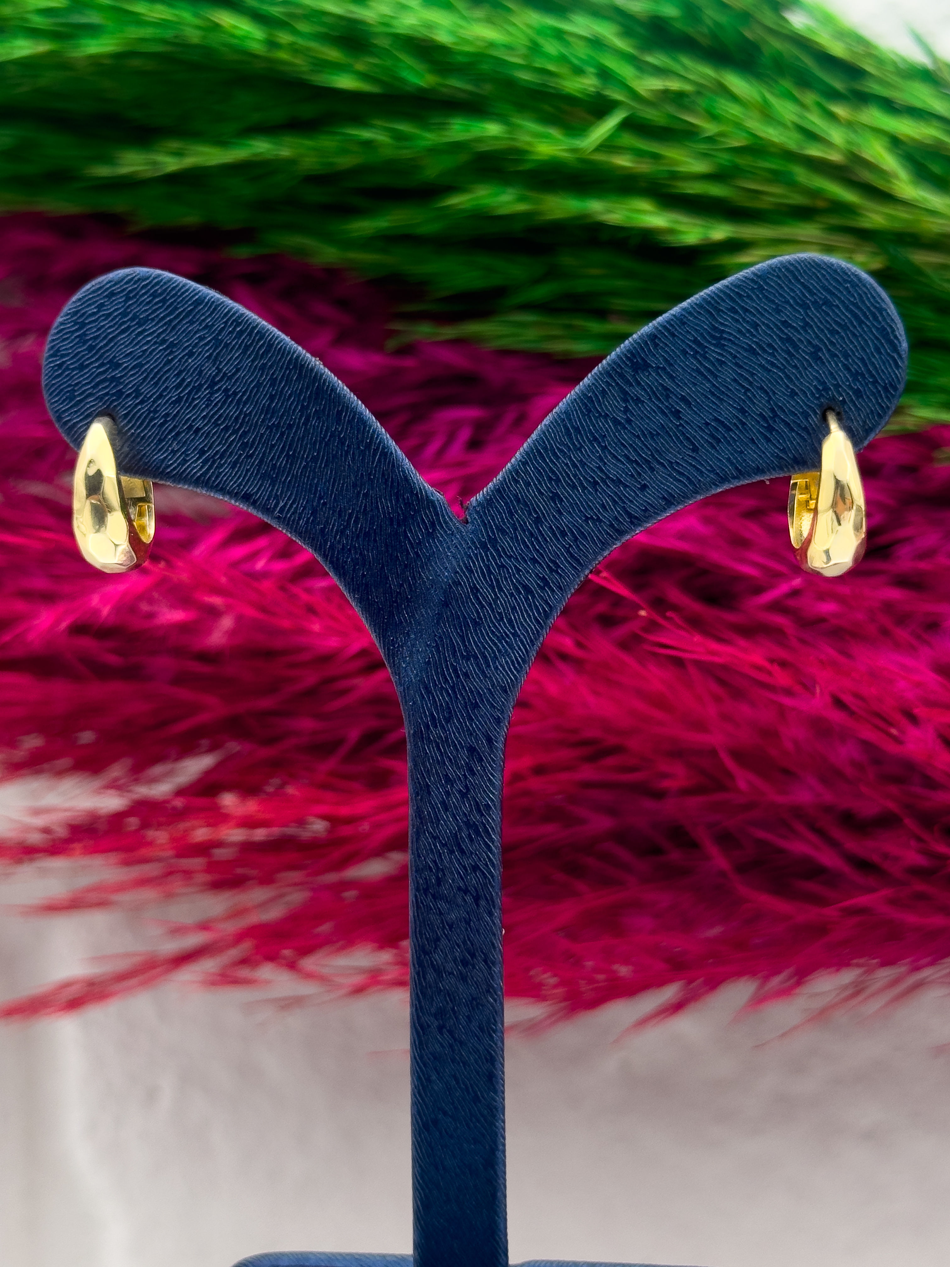 925 Ayar Gümüş Kalemli Gold Renk Halka Modeli Zarif Kadın Küpe