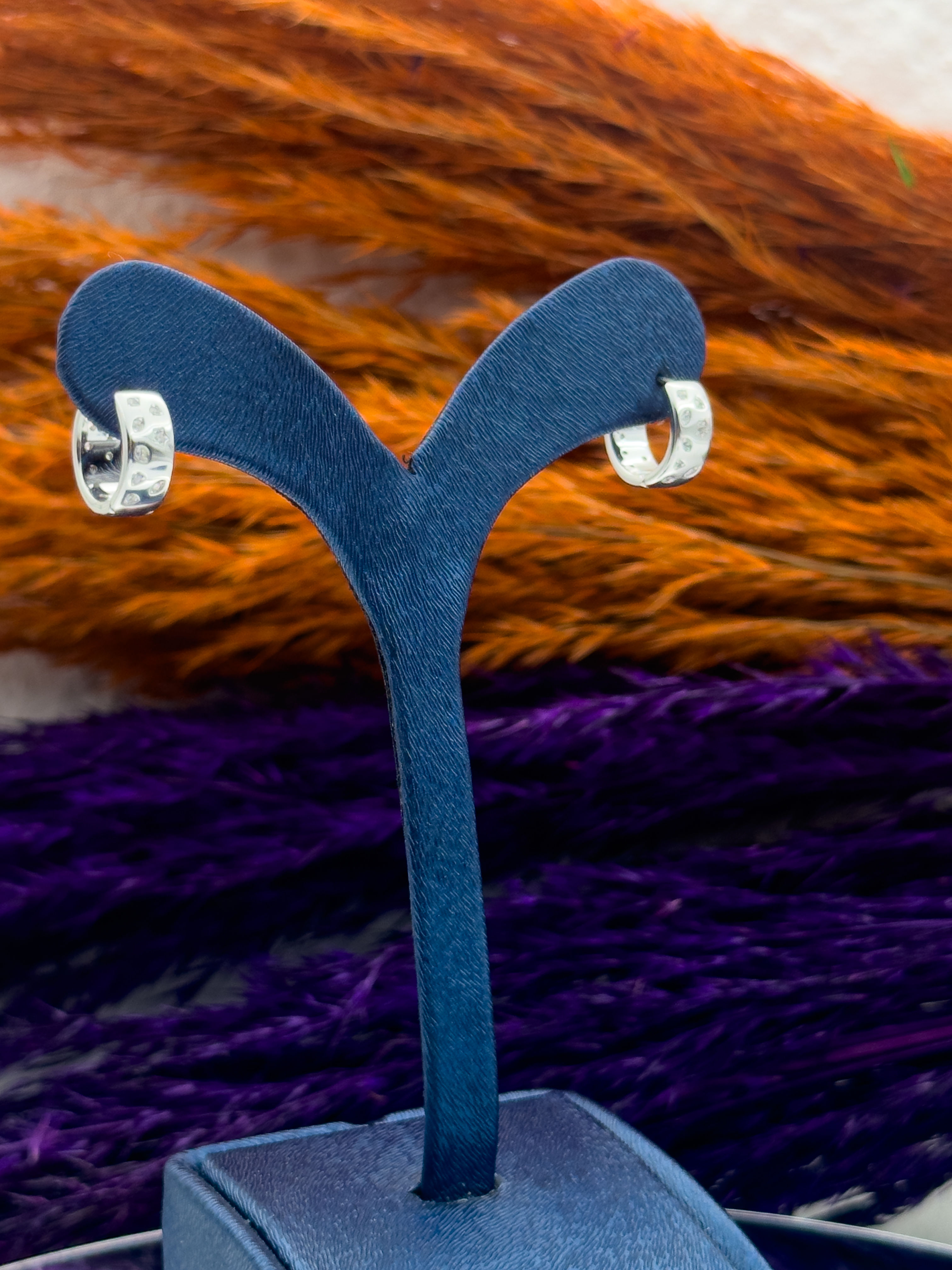 925 Ayar Gümüş Yıldız Detaylı Halka Modeli Lüks Kadın Küpe