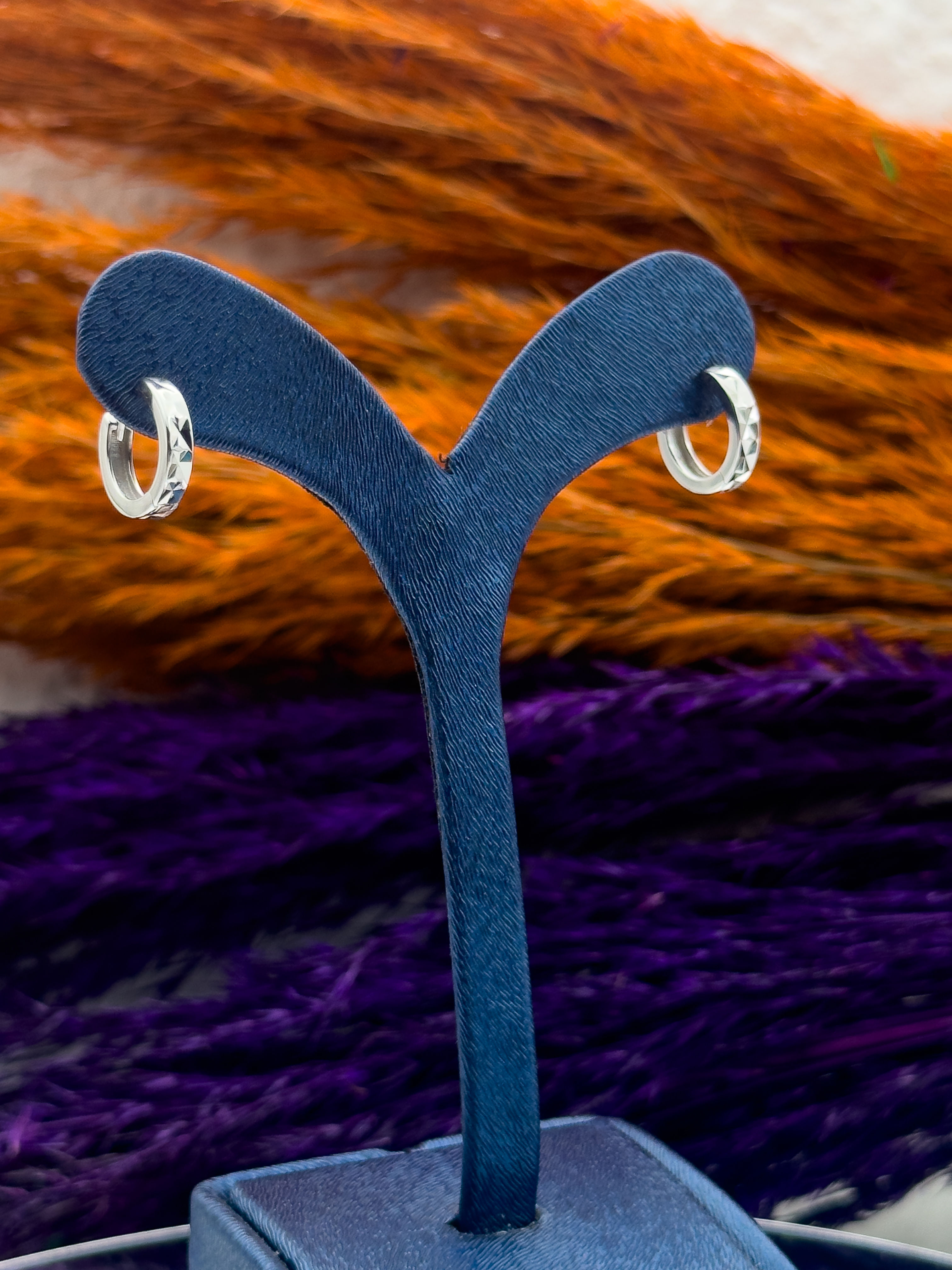 925 Ayar Gümüş Kalemli Özel Tasarım Halka Modeli Zarif Kadın Küpe