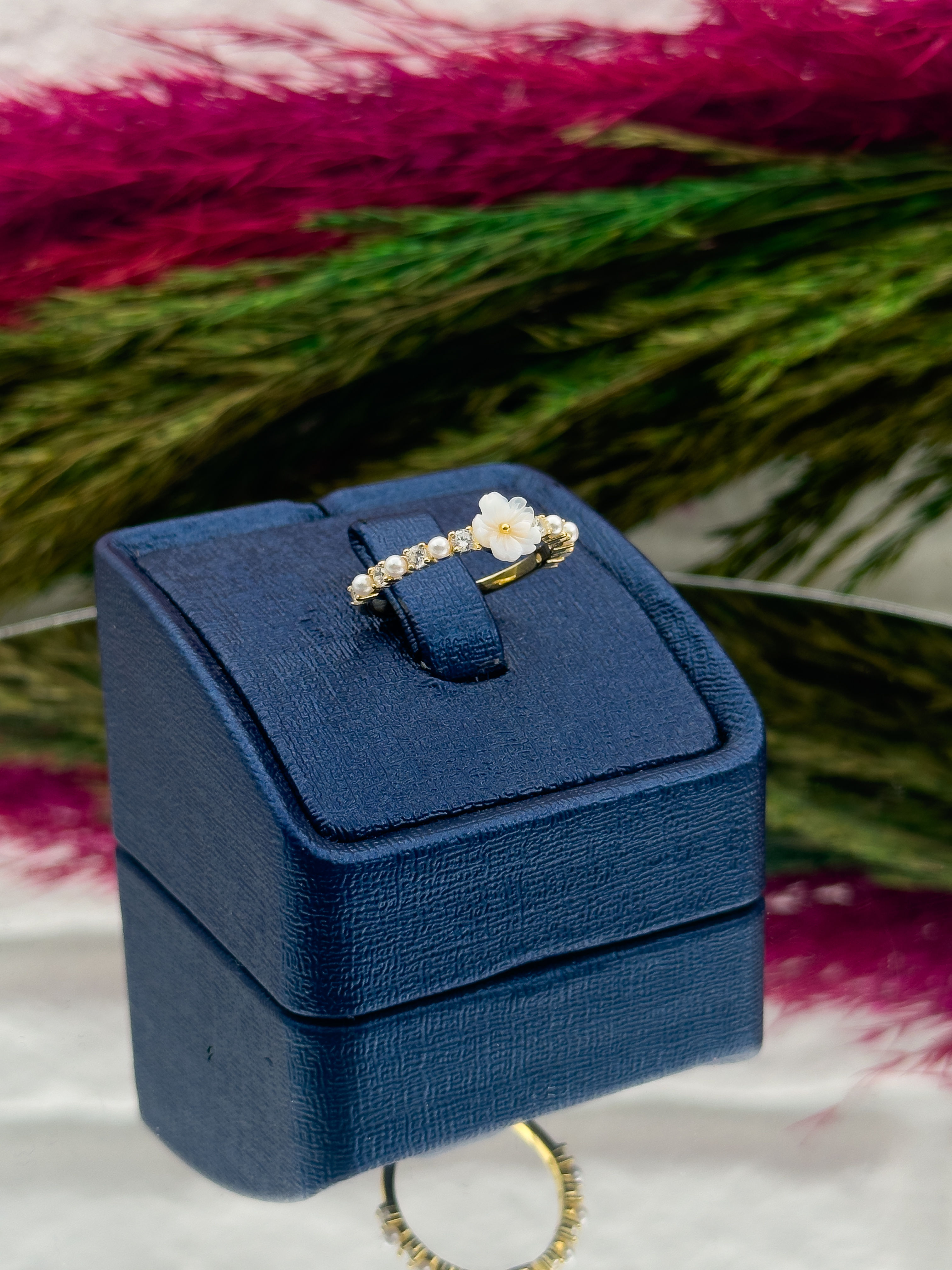 925 Ayar Gümüş İncili Sedefli Spor Model Popüler Kadın Yüzük