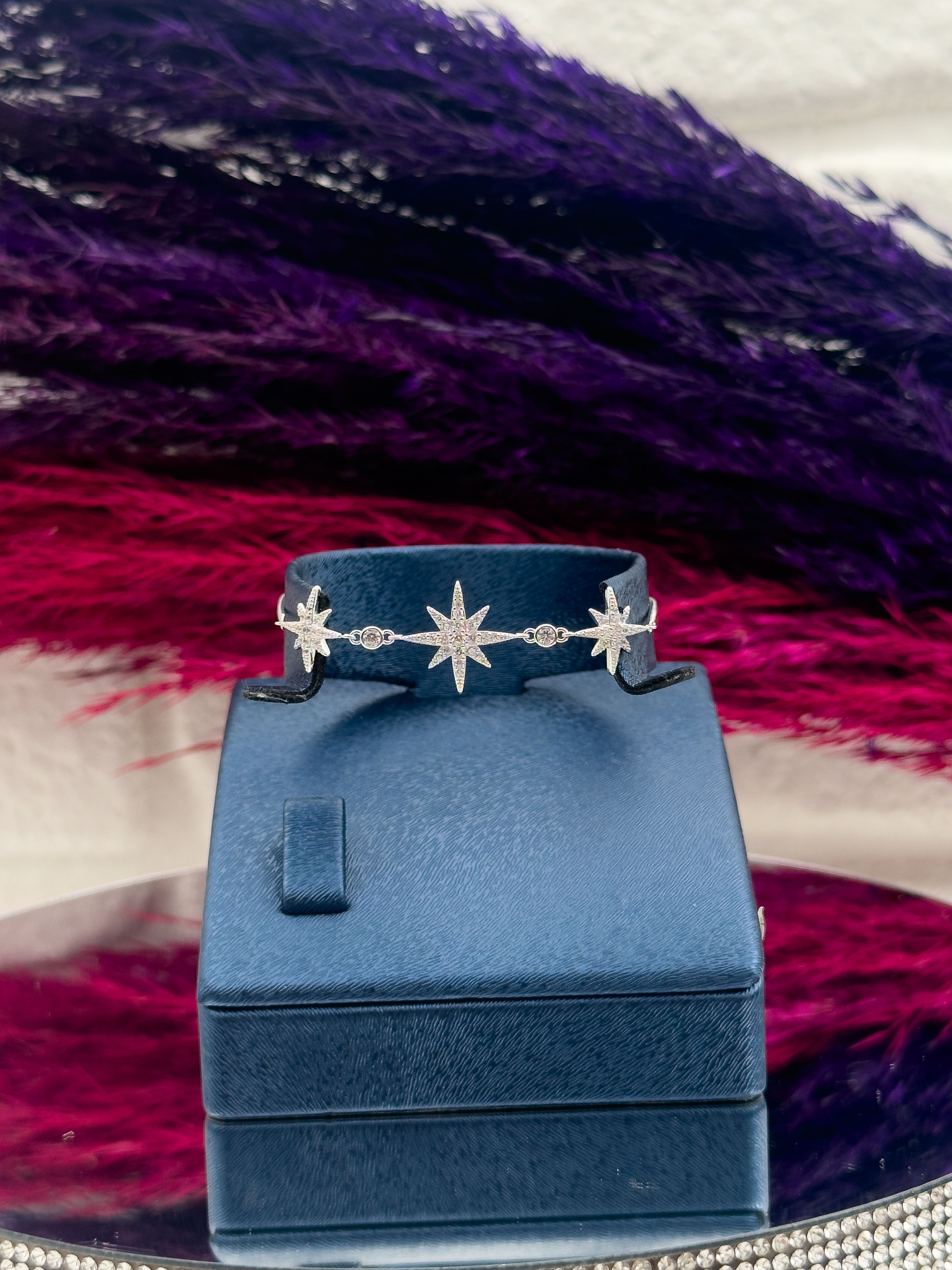 925 Ayar Gümüş 3’lü Özel Tasarım Kuzey Yıldızı Modeli Zarif Kadın Bileklik