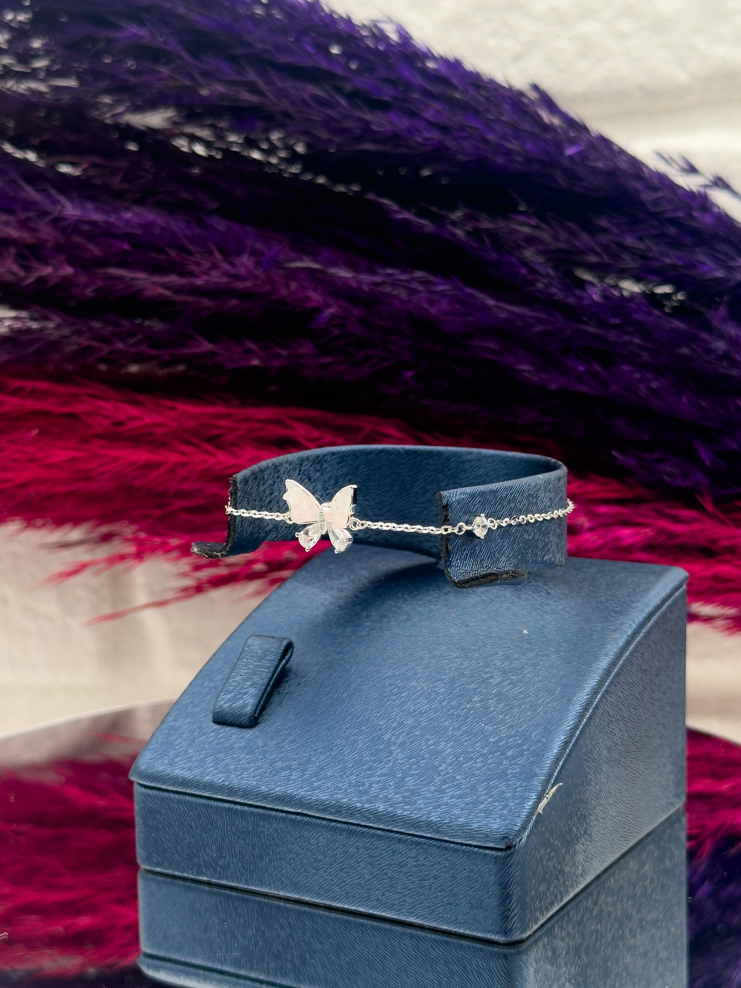 925 Ayar Gümüş Mineli Kelebek Modeli Özel Tasarım Lüks Kadın Bileklik