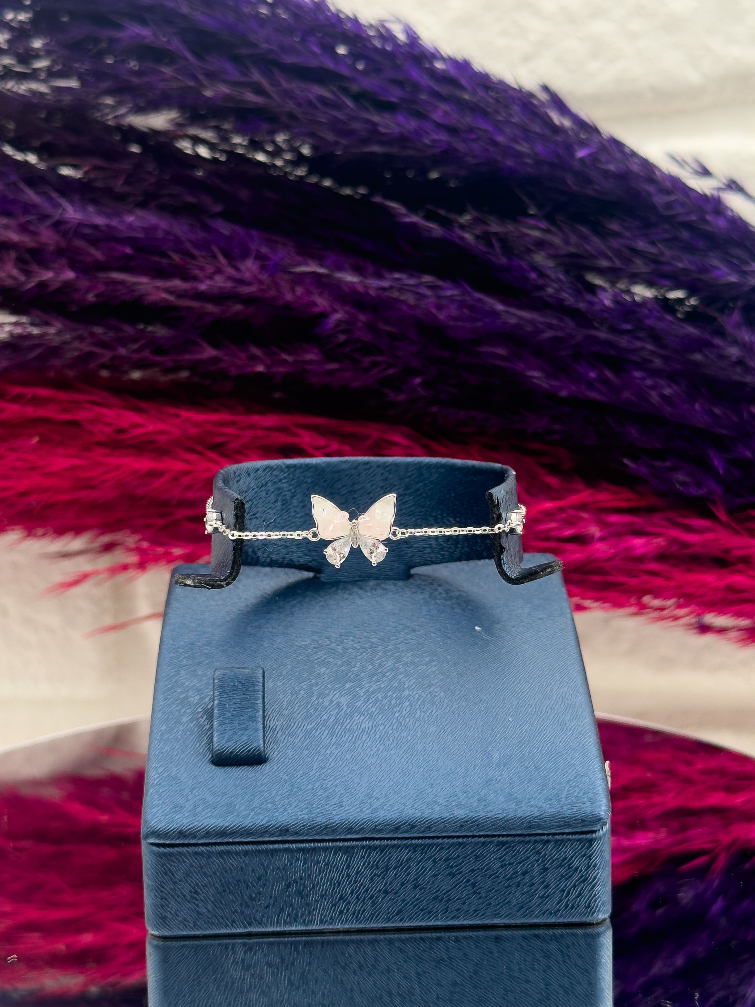 925 Ayar Gümüş Mineli Kelebek Modeli Özel Tasarım Lüks Kadın Bileklik