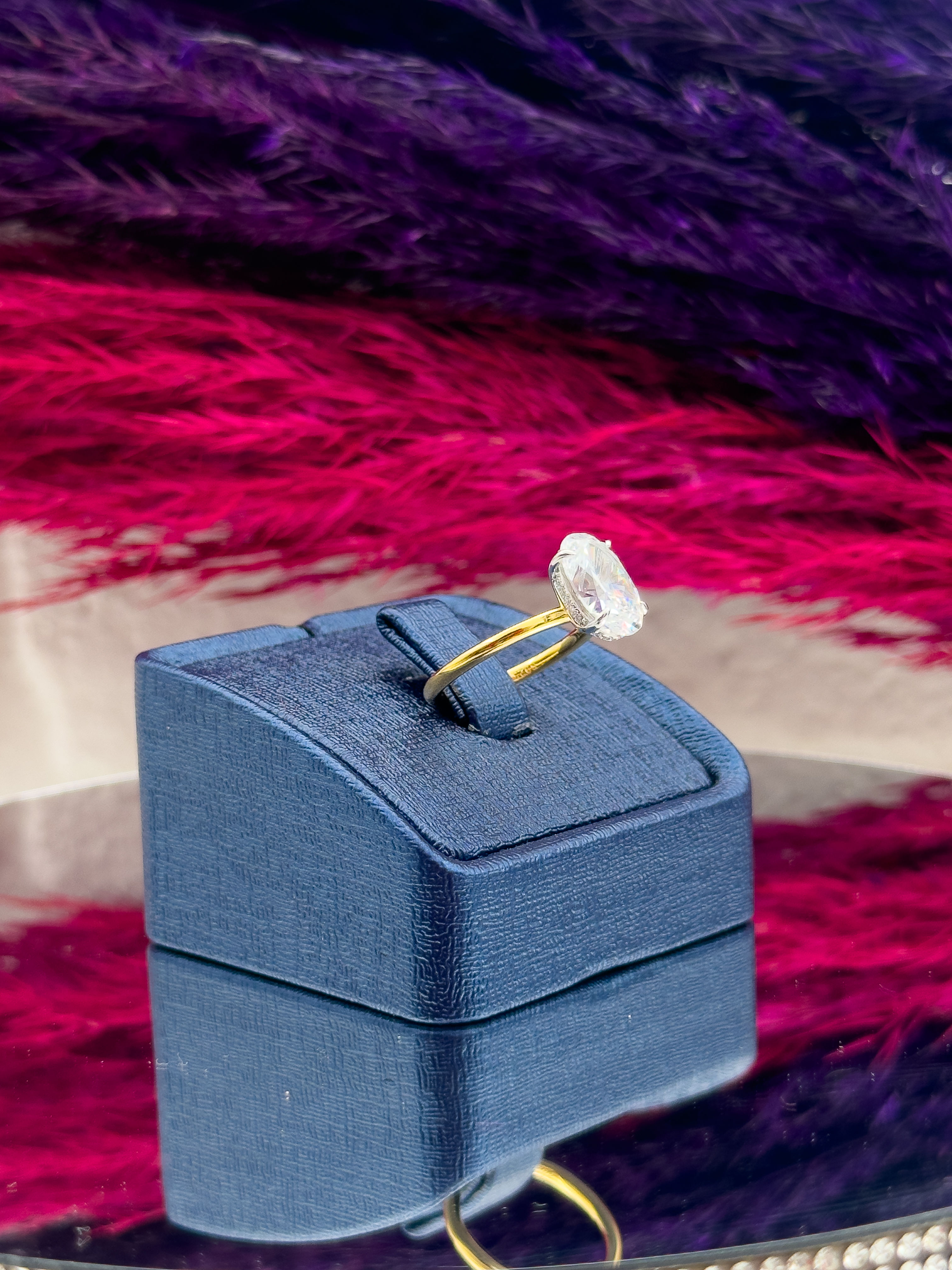 925 Ayar Gümüş Mosanite Taşlı Pırlanta Montürlü Popüler Kadın Yüzük