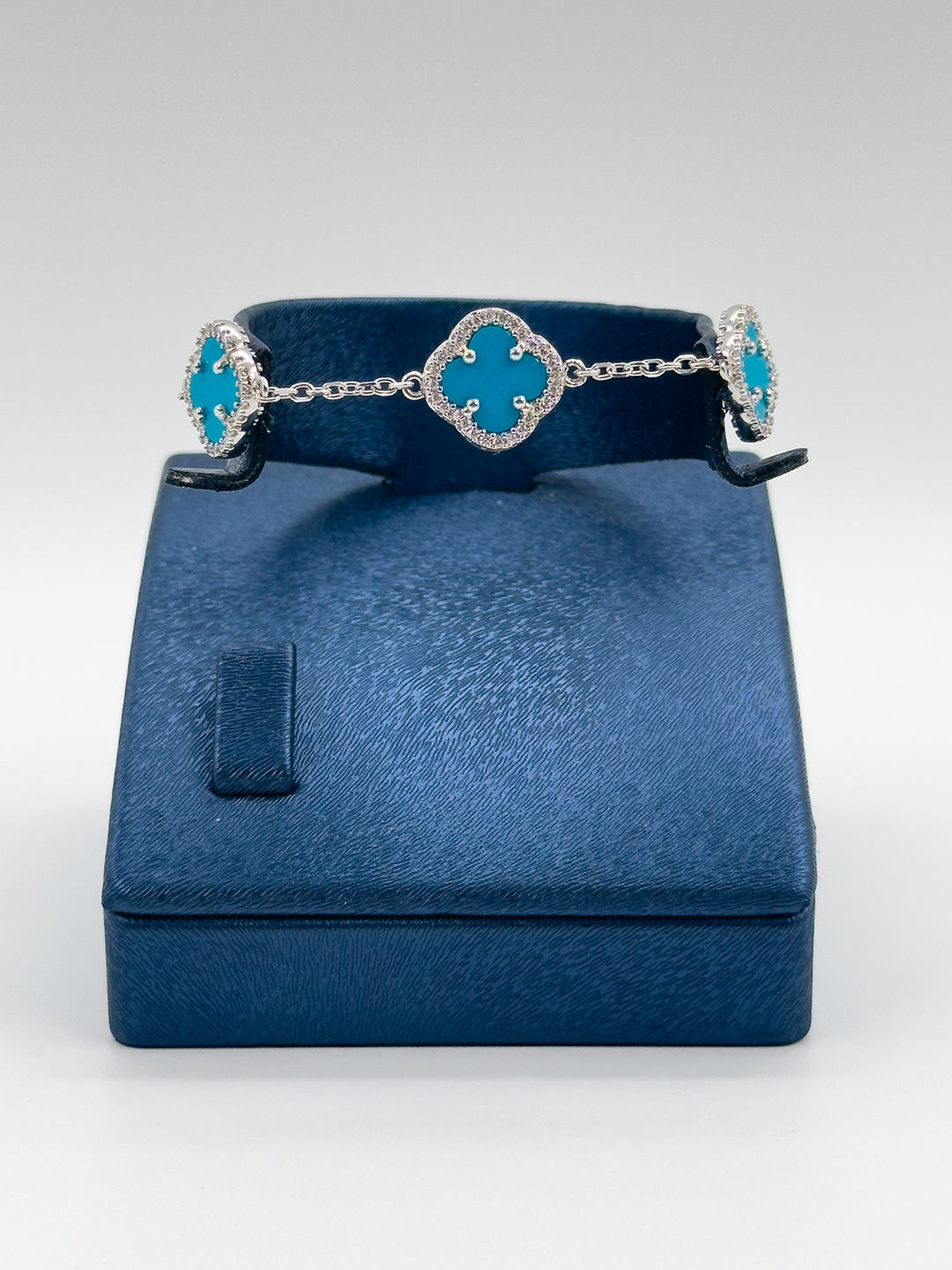 Firuze Taşlı 3'lü Yonca Kadın Gümüş Bileklik