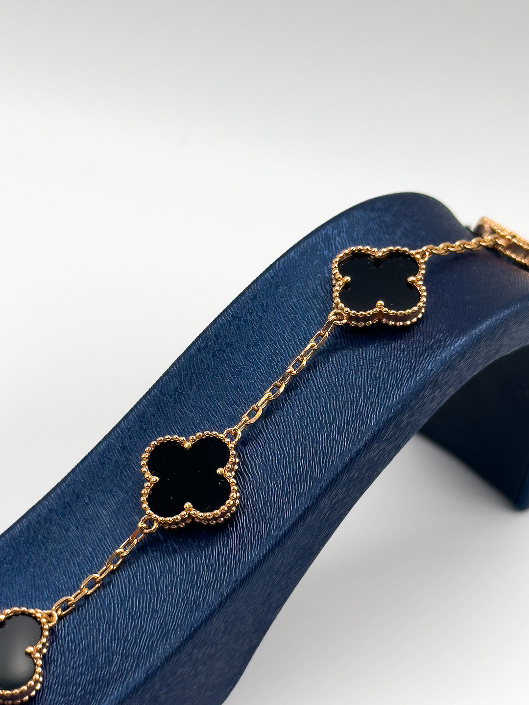 Rose Gold 5'li Onix Taşlı Yonca Kadın Gümüş Bileklik