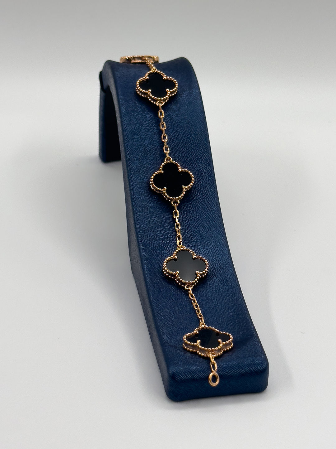 Rose Gold 5'li Onix Taşlı Yonca Kadın Gümüş Bileklik