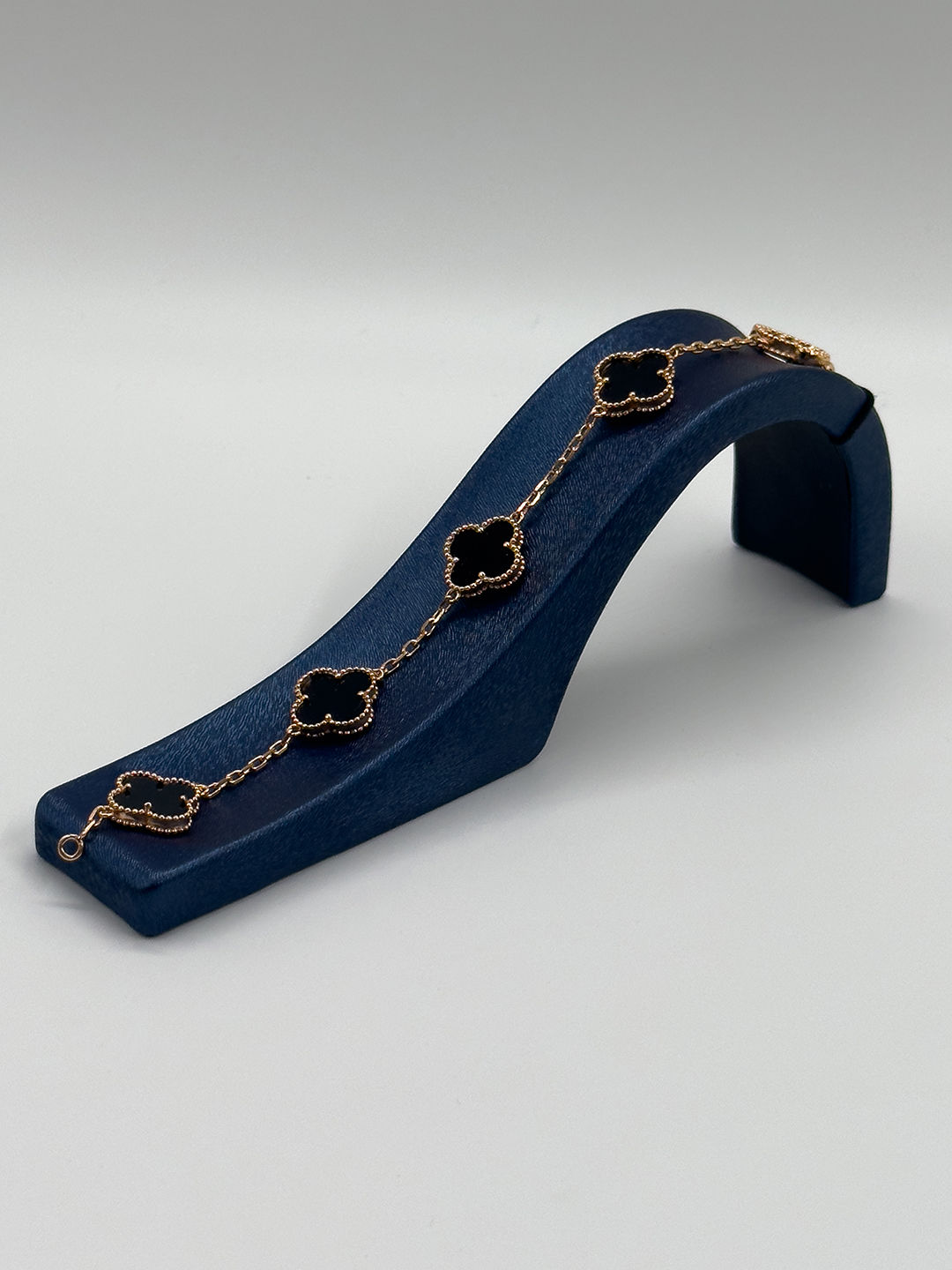 Rose Gold 5'li Onix Taşlı Yonca Kadın Gümüş Bileklik