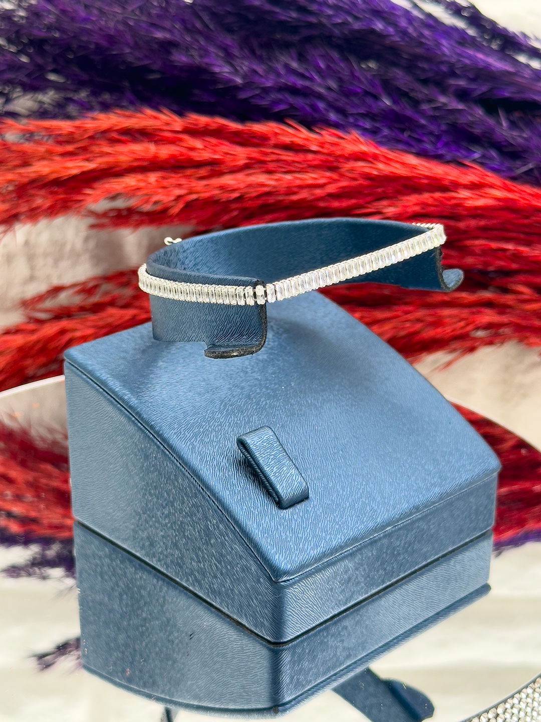 925 Ayar Gümüş Pırlanta Montürlü Baget Su Yolu Modeli Lüks Kadın Bileklik