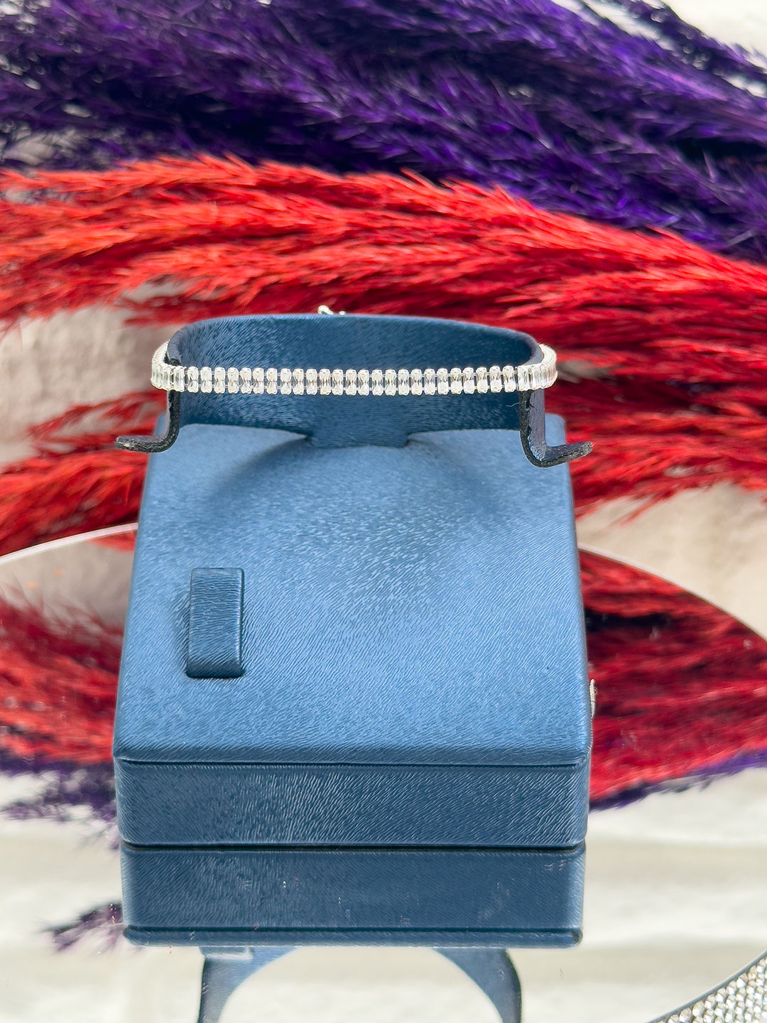 925 Ayar Gümüş Pırlanta Montürlü Baget Su Yolu Modeli Lüks Kadın Bileklik