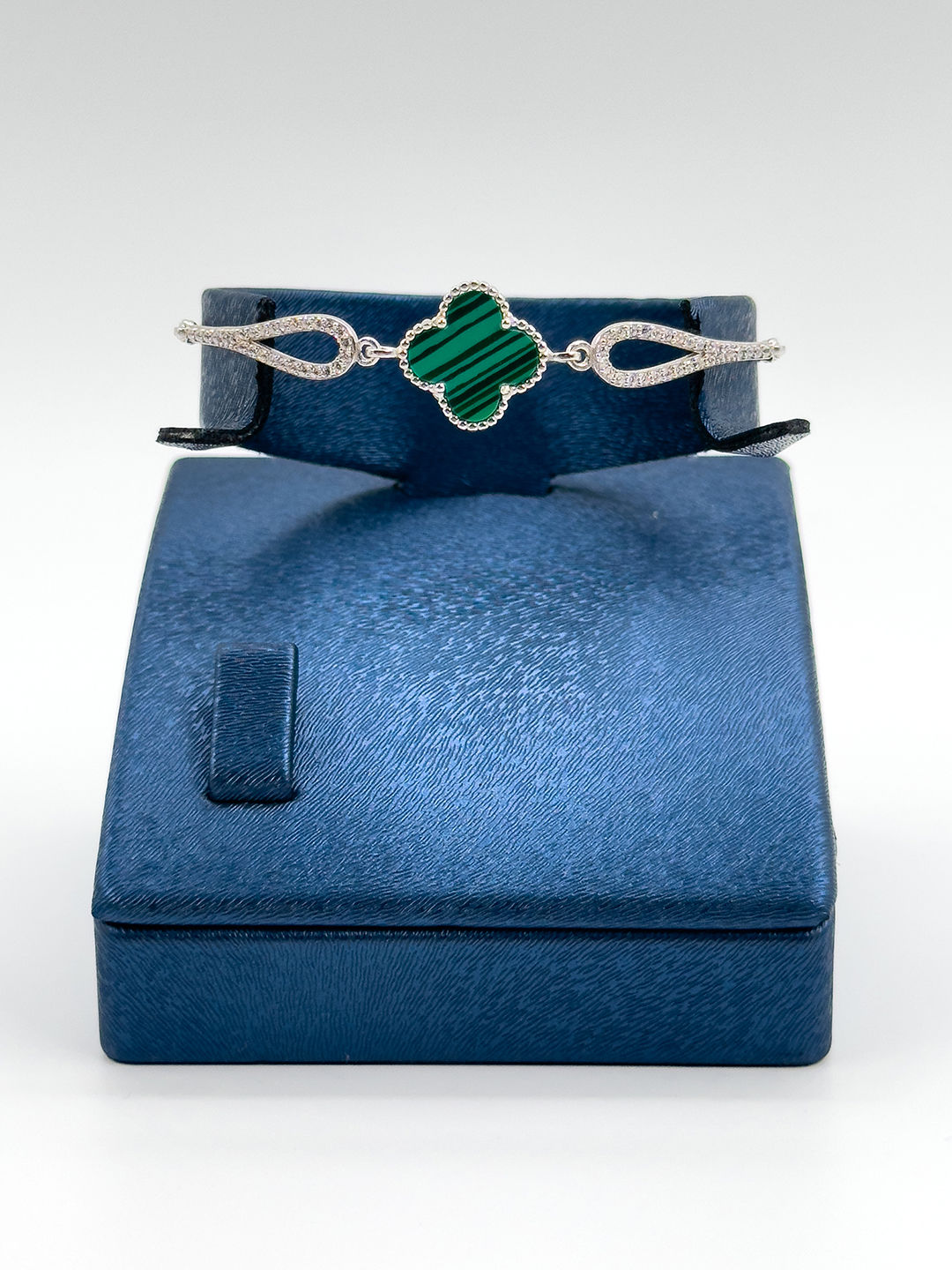 Malachite Taşlı Spor Yonca Kadın Gümüş Bileklik