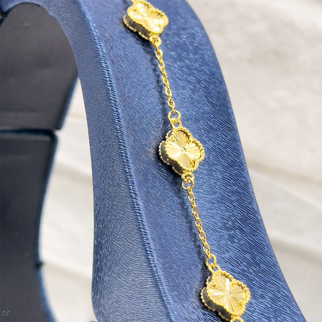 Gold Renk Yonca Gümüş Bileklik