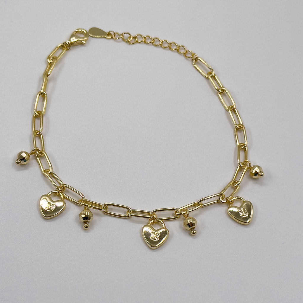 Gold Renk Spor 925 Ayar Gümüş Bileklik