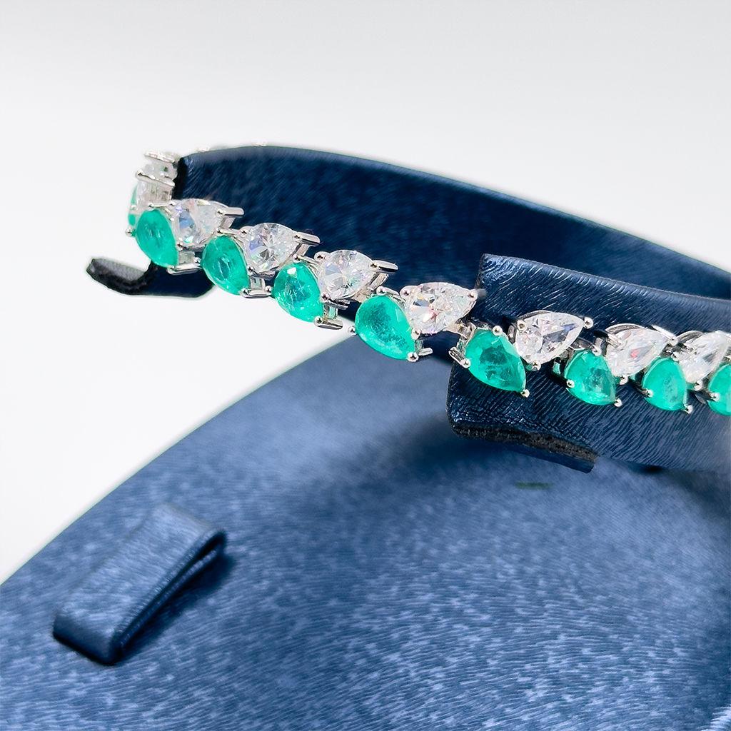 Mavi Paraiba Taşlı Damla Gümüş Bileklik