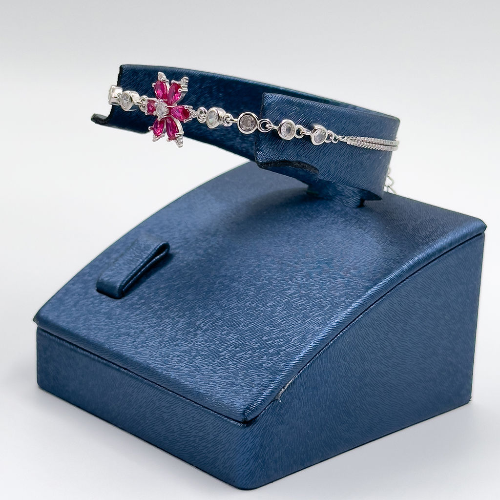 Kırmızı Taşlı Lotus Spor Gümüş Bileklik