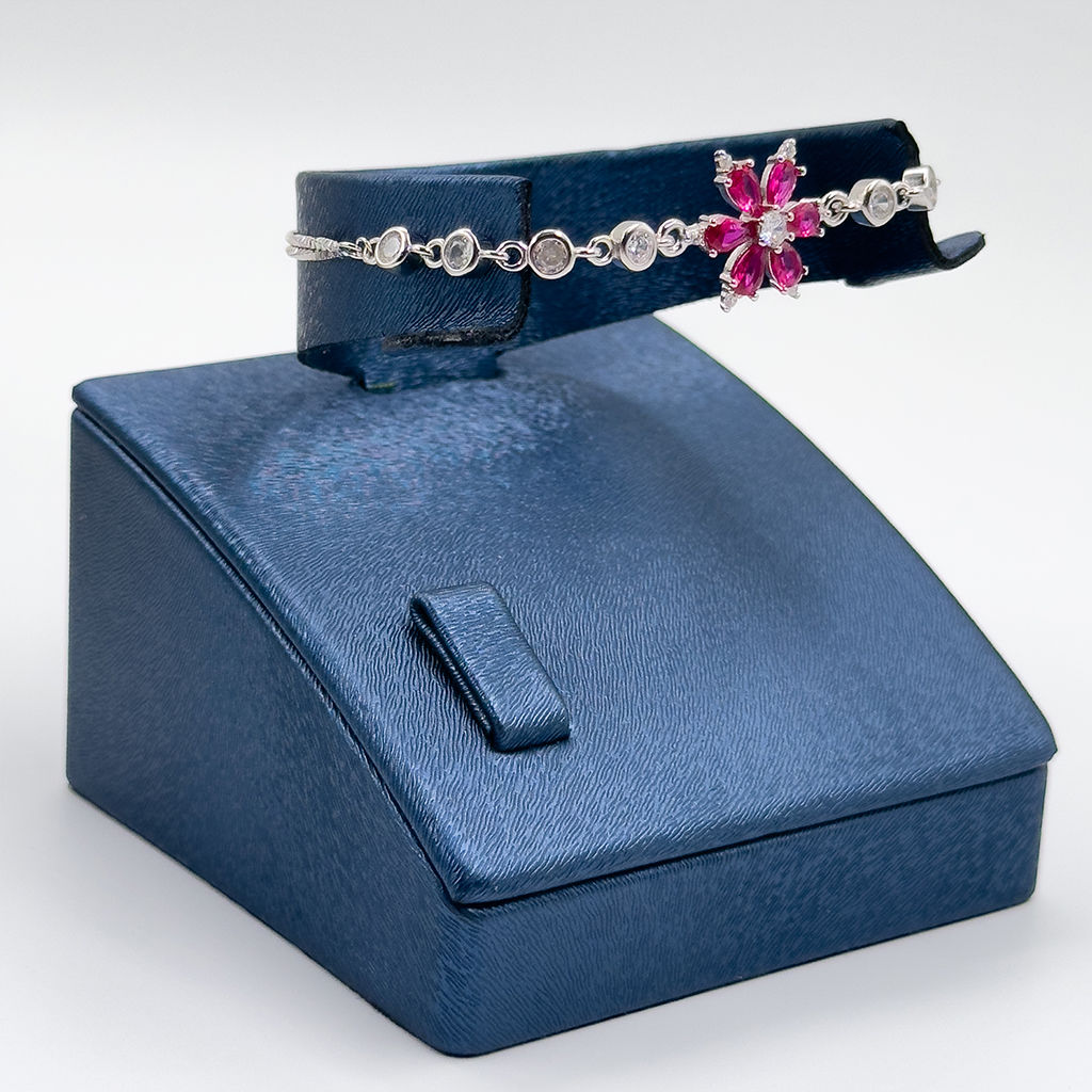 Kırmızı Taşlı Lotus Spor Gümüş Bileklik