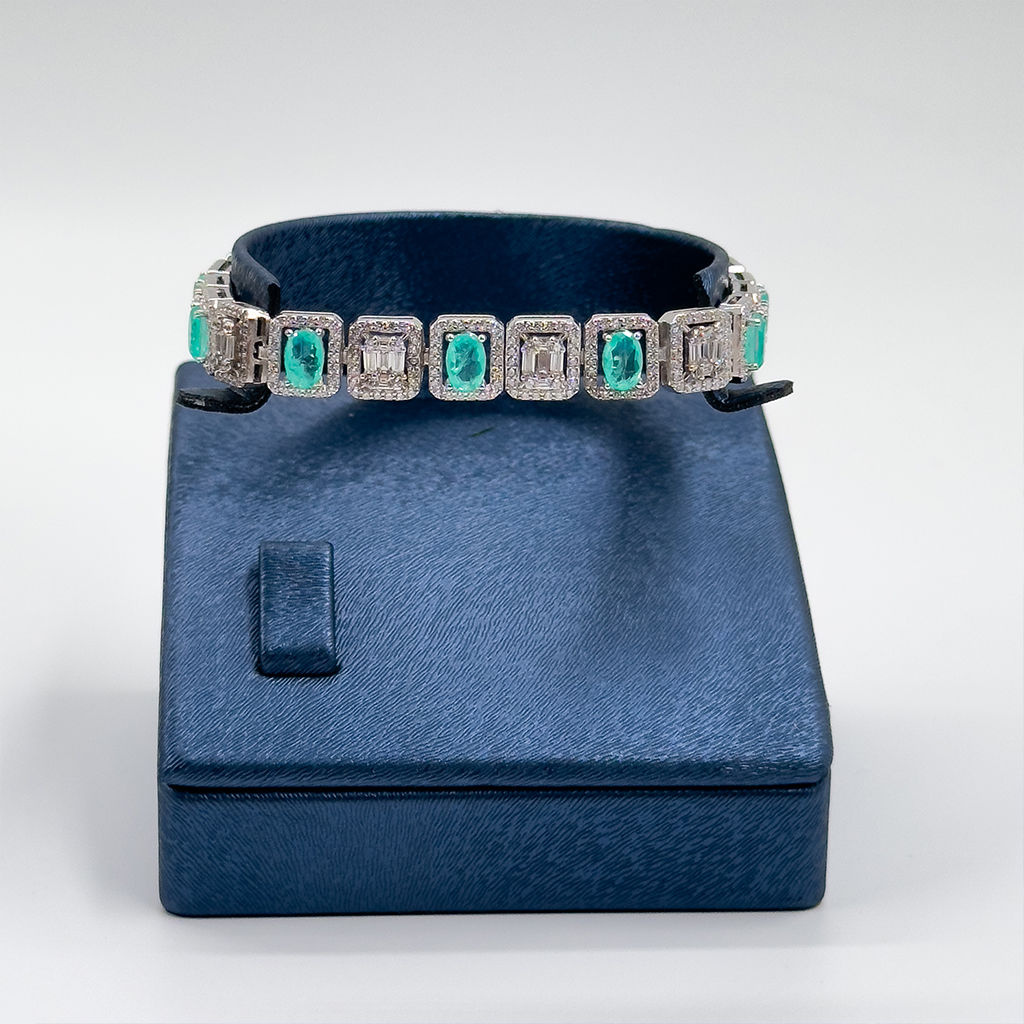 Pırlanta Montür Mavi Paraiba Gümüş Bileklik