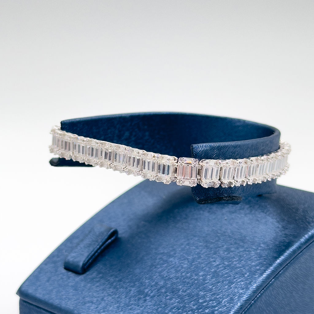 Baget Taşlı Su Yolu Gümüş Bileklik