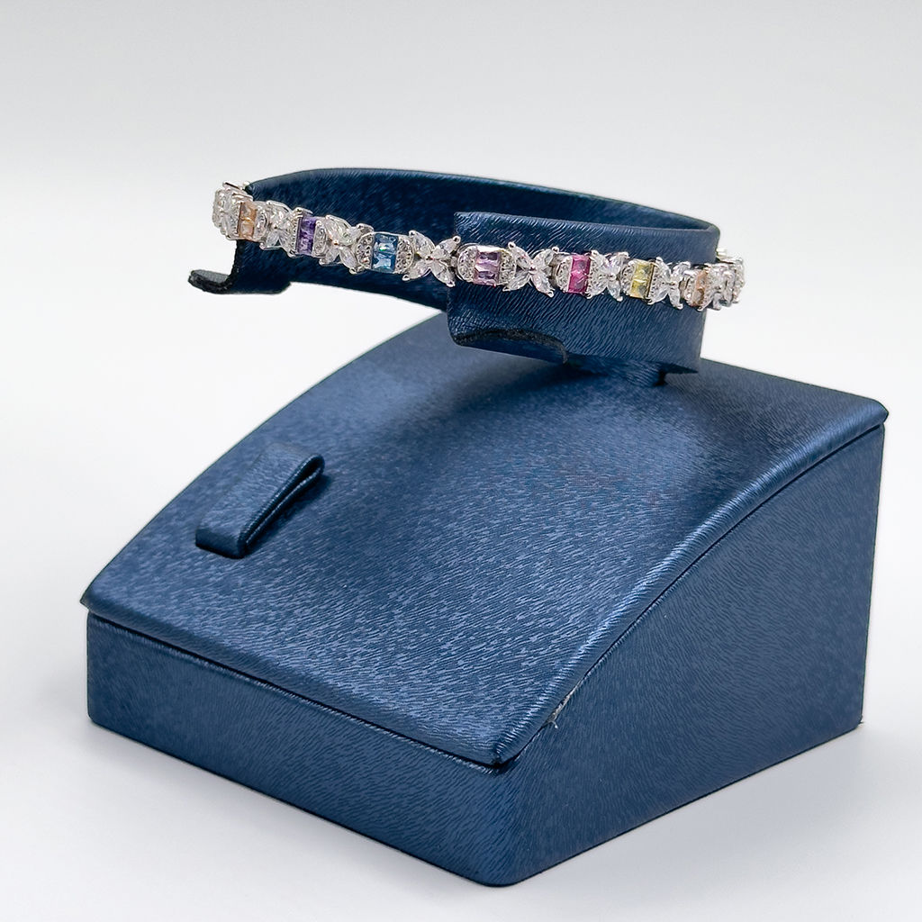 Pırlanta Montür Mix Taşlı Gümüş Bileklik