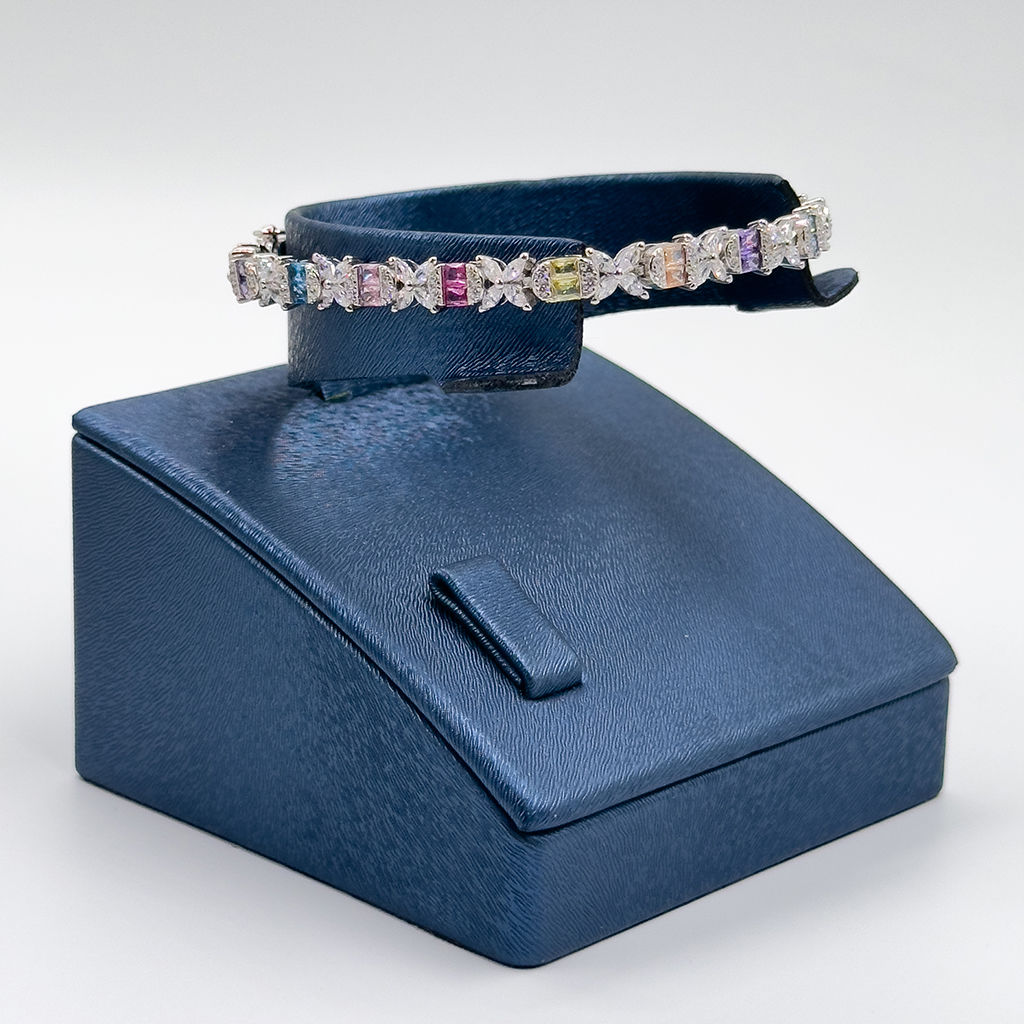 Pırlanta Montür Mix Taşlı Gümüş Bileklik