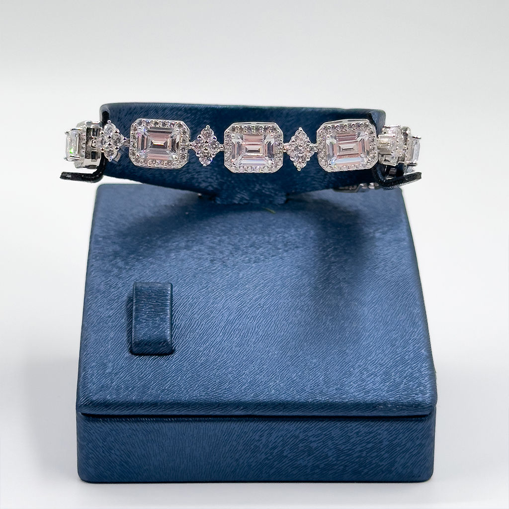 Pırlanta Montür Baget Kuvars Gümüş Bileklik