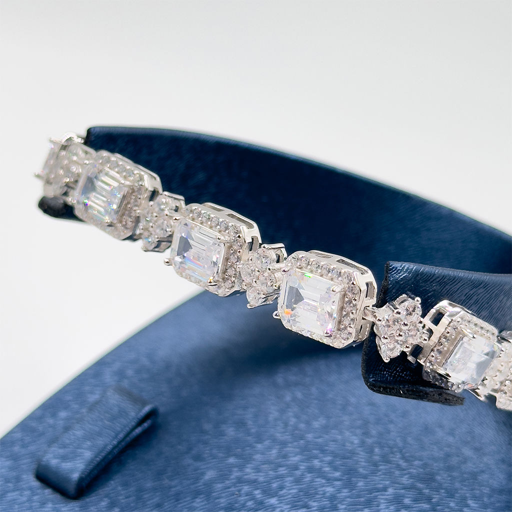 Pırlanta Montür Baget Kuvars Gümüş Bileklik