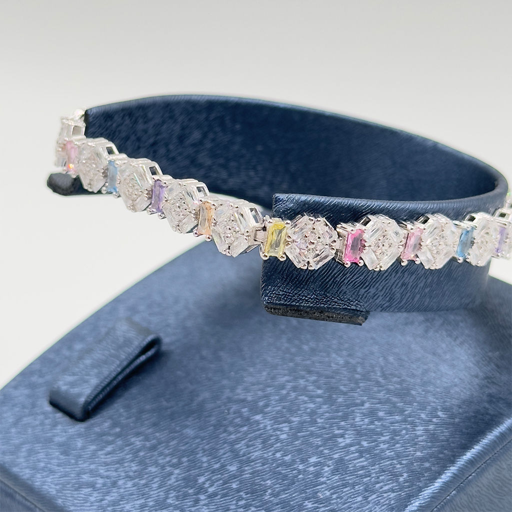 Mix Taşlı Su Yolu Gümüş Bileklik