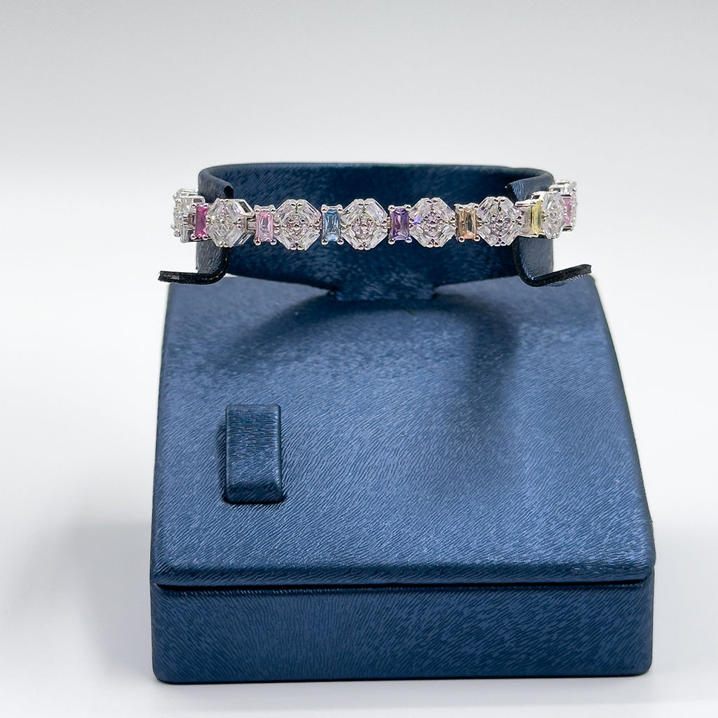 Mix Taşlı Su Yolu Gümüş Bileklik