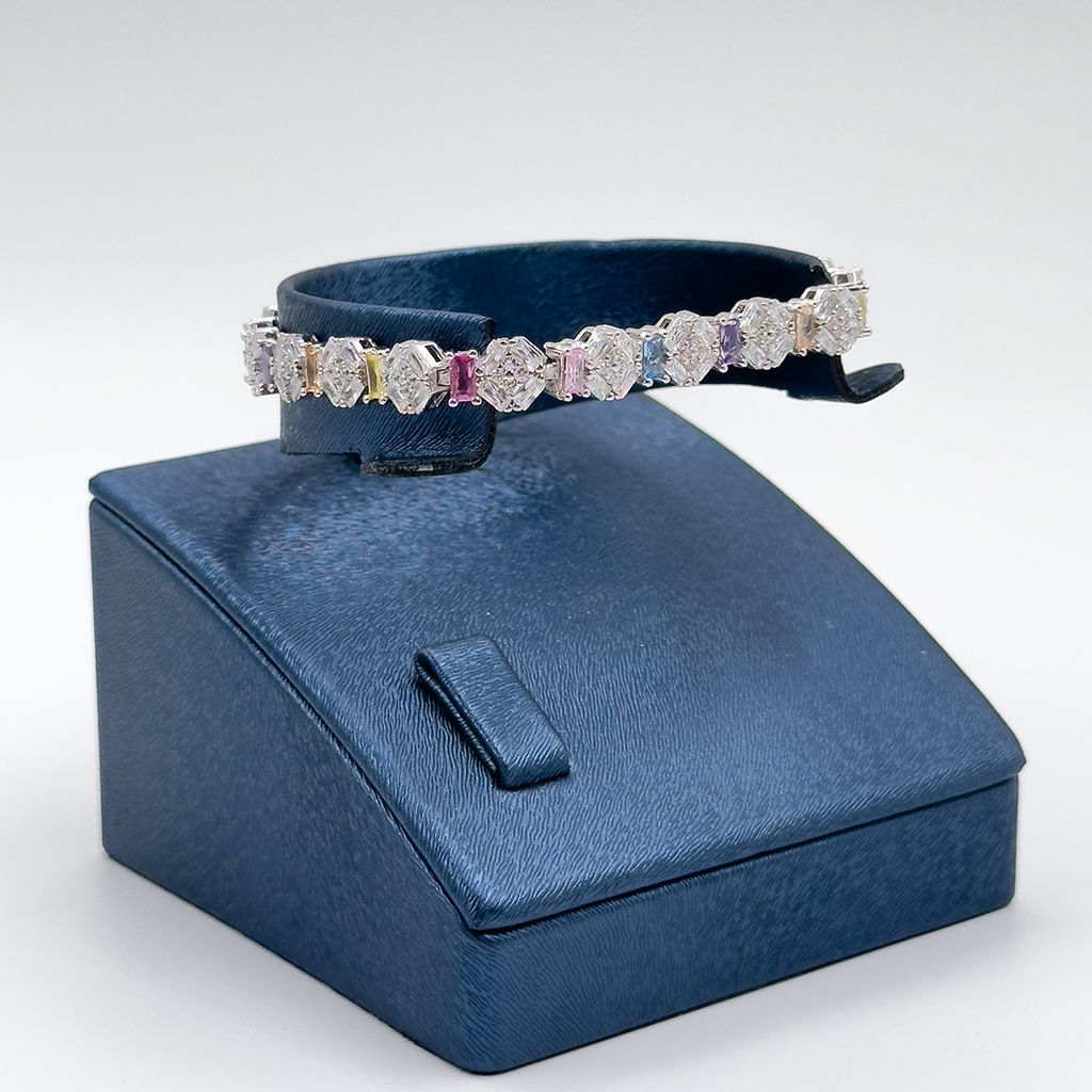 Mix Taşlı Su Yolu Gümüş Bileklik