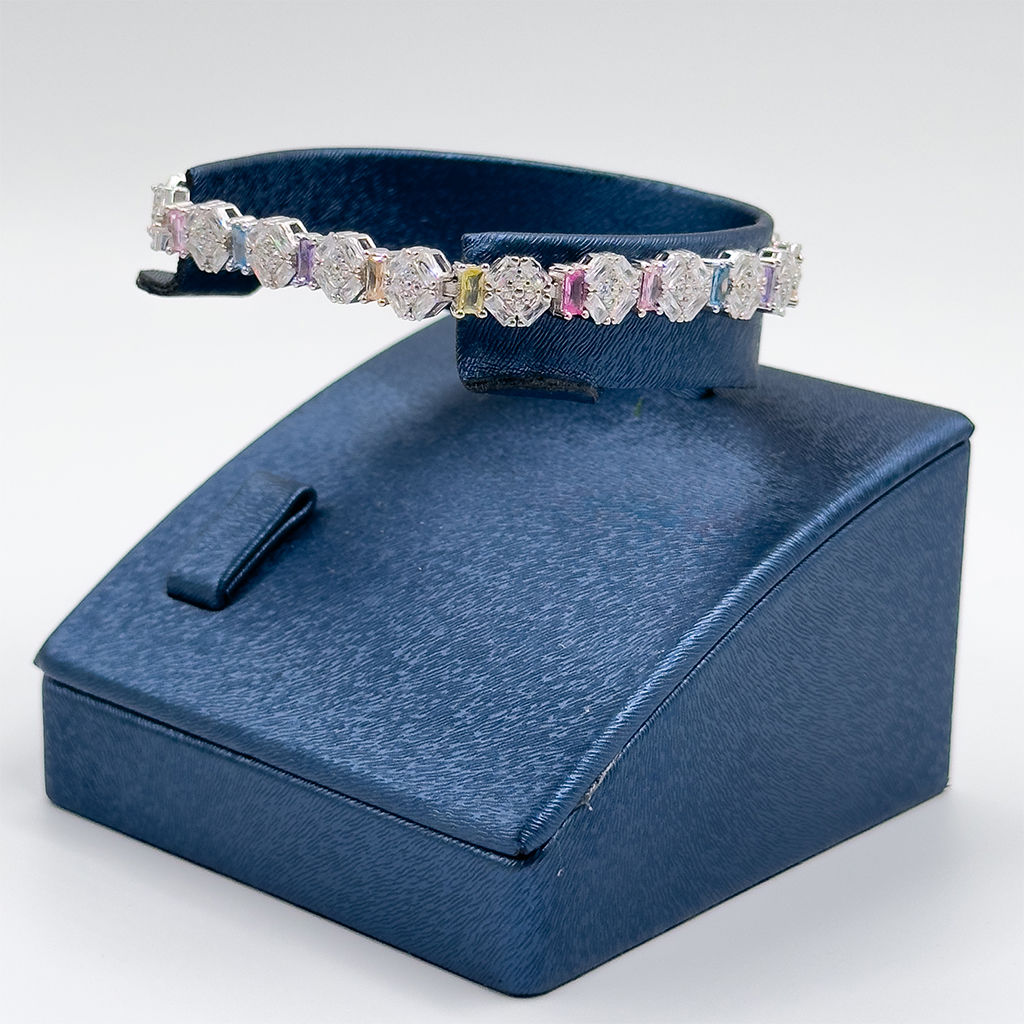 Mix Taşlı Su Yolu Gümüş Bileklik