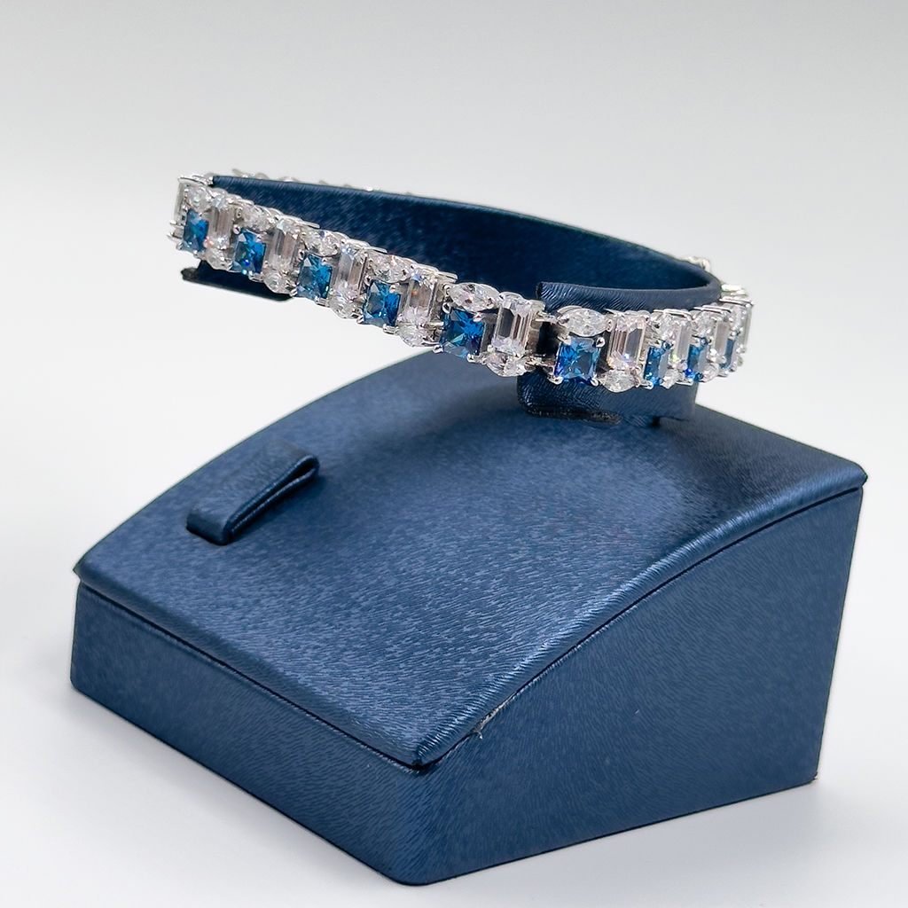 Pırlanta Montür Safir Gümüş Bileklik