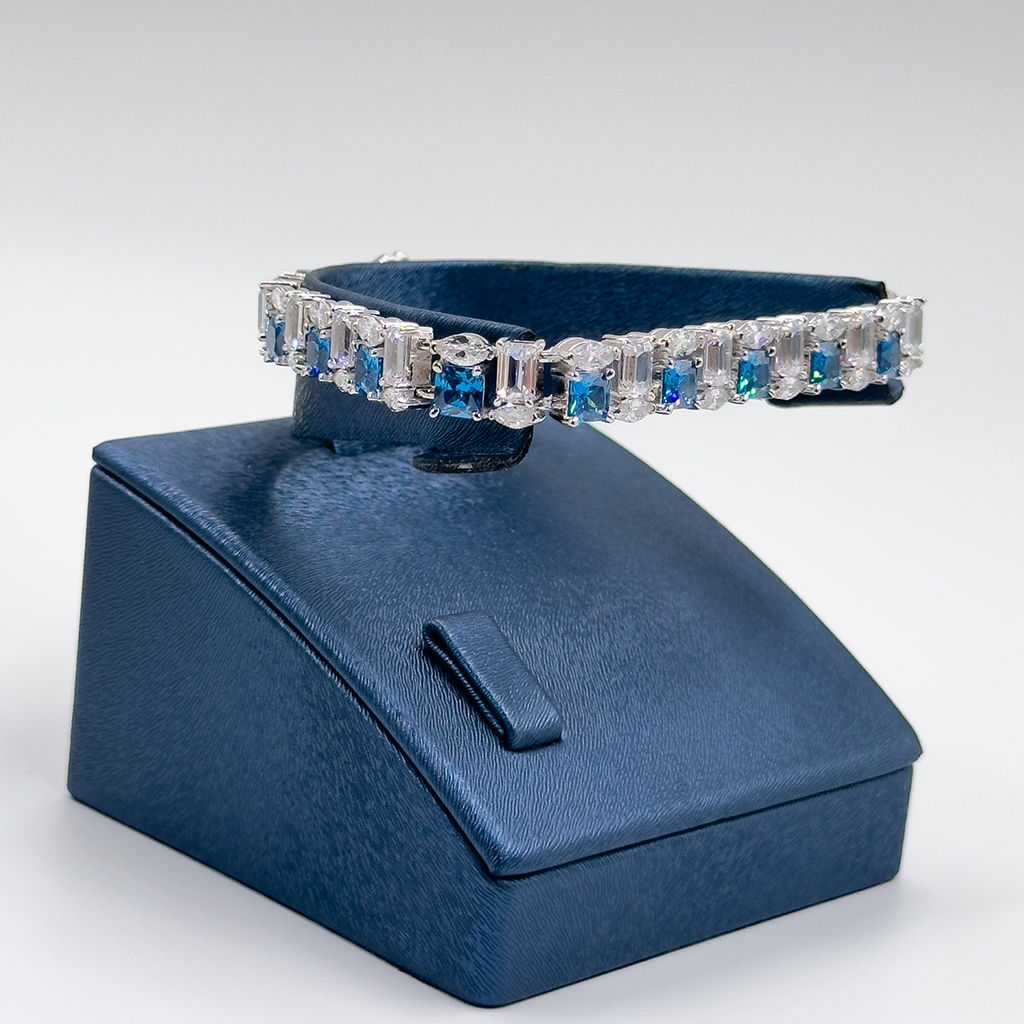 Pırlanta Montür Safir Gümüş Bileklik