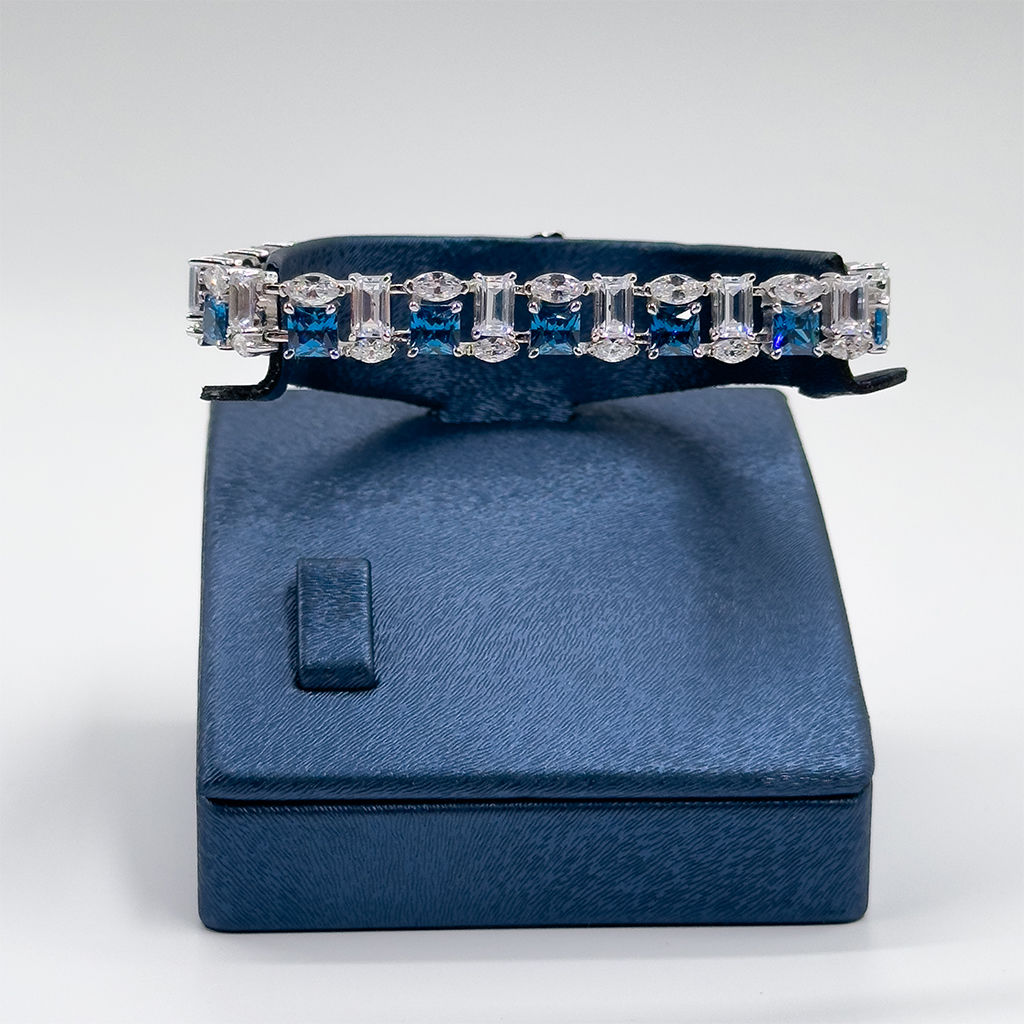 Pırlanta Montür Safir Gümüş Bileklik