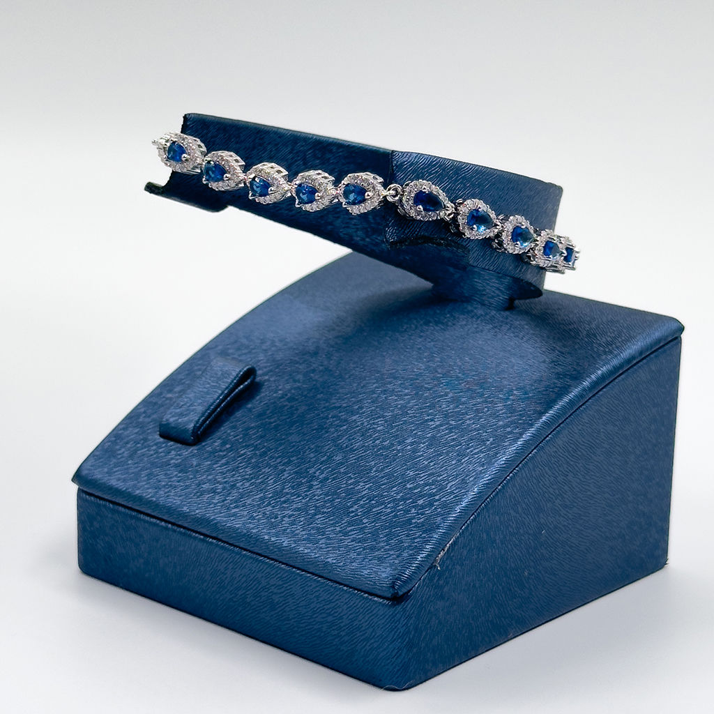 Safir Taşlı Damla Model Gümüş Bileklik