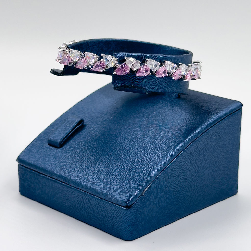 Pırlanta Montür Pembe Kuvars Gümüş Bileklik