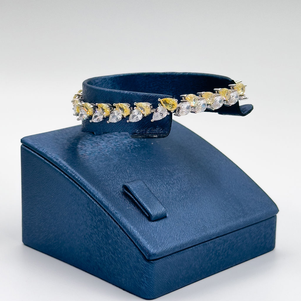 Pırlanta Montür Sitrin Taşlı Gümüş Bileklik