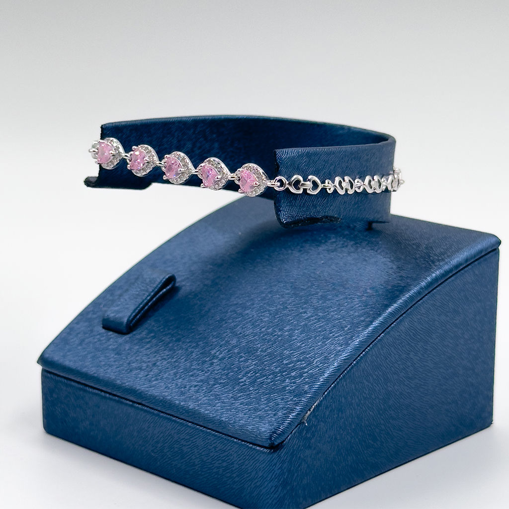 Pembe Kuvars Kalpli Gümüş Bileklik