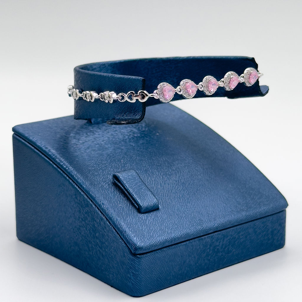 Pembe Kuvars Kalpli Gümüş Bileklik