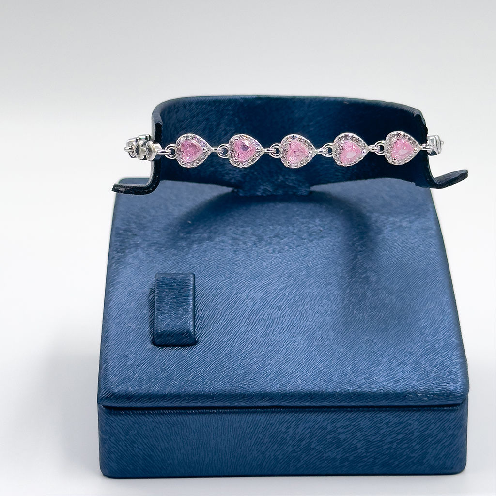 Pembe Kuvars Kalpli Gümüş Bileklik