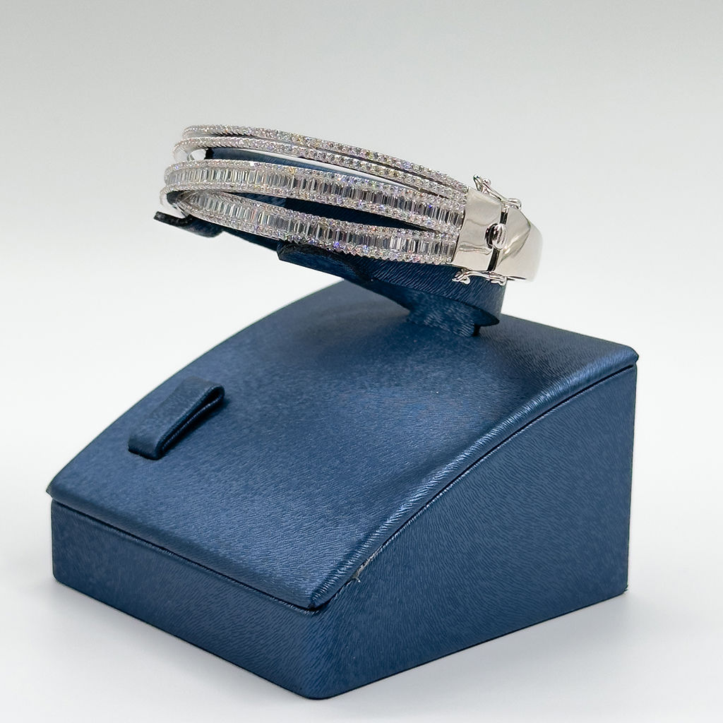 Pırlanta Montür Özel Baget Kelepçe Gümüş Bileklik