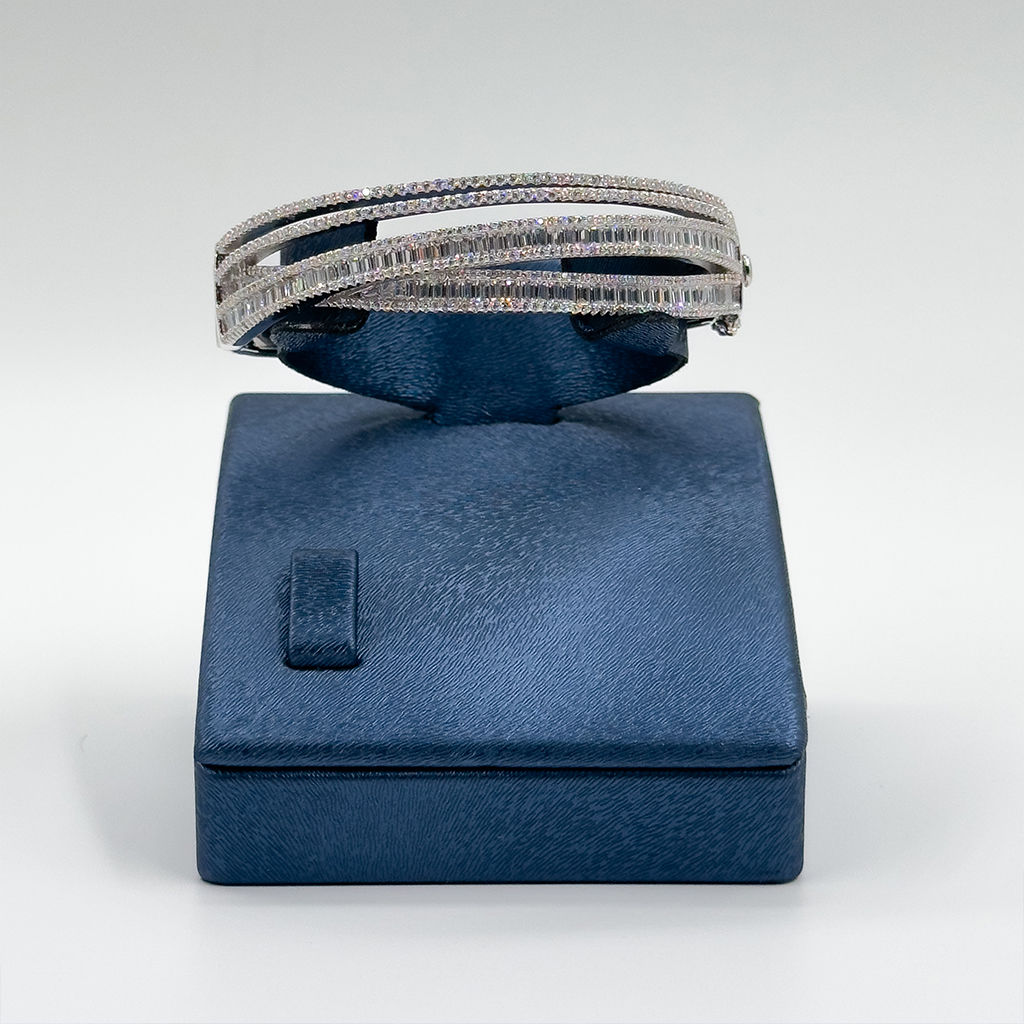 Pırlanta Montür Özel Baget Kelepçe Gümüş Bileklik