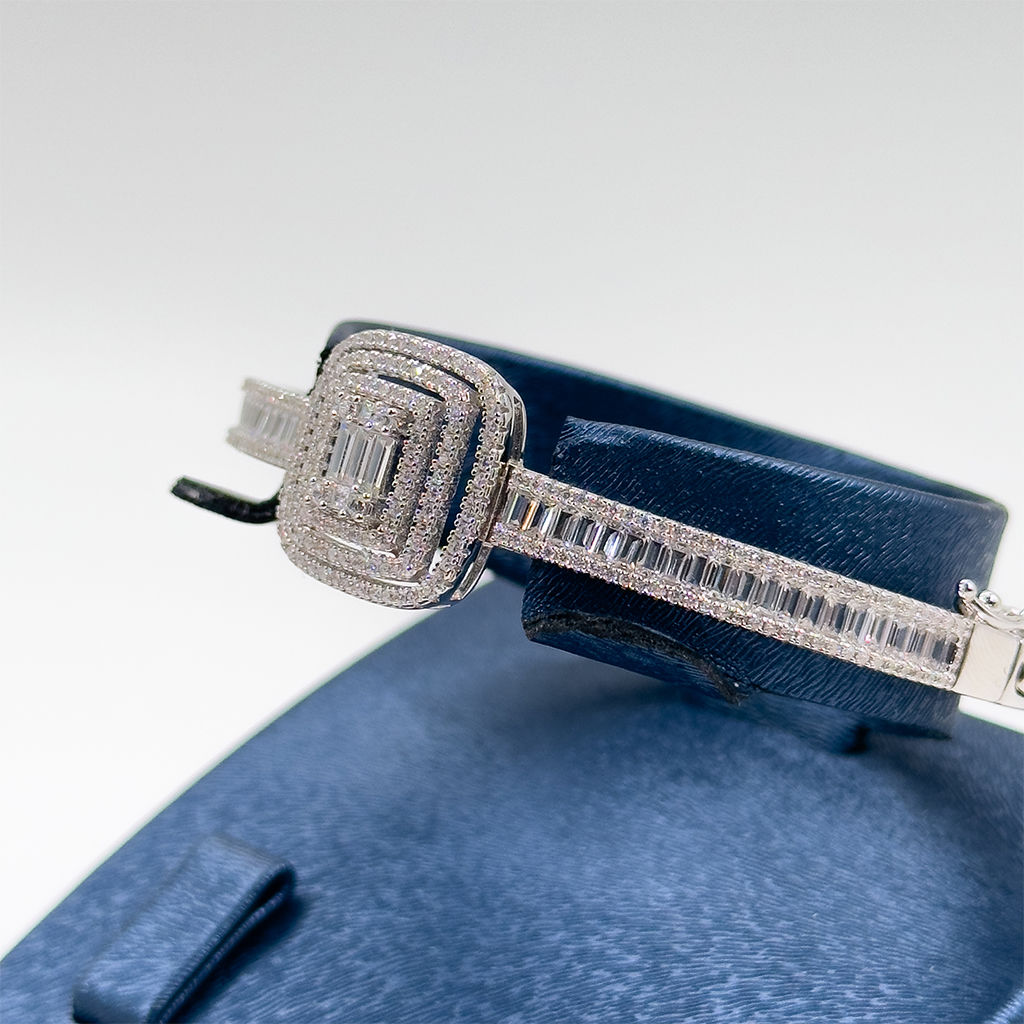 Pırlanta Montür Baget Kelepçe Gümüş Bileklik