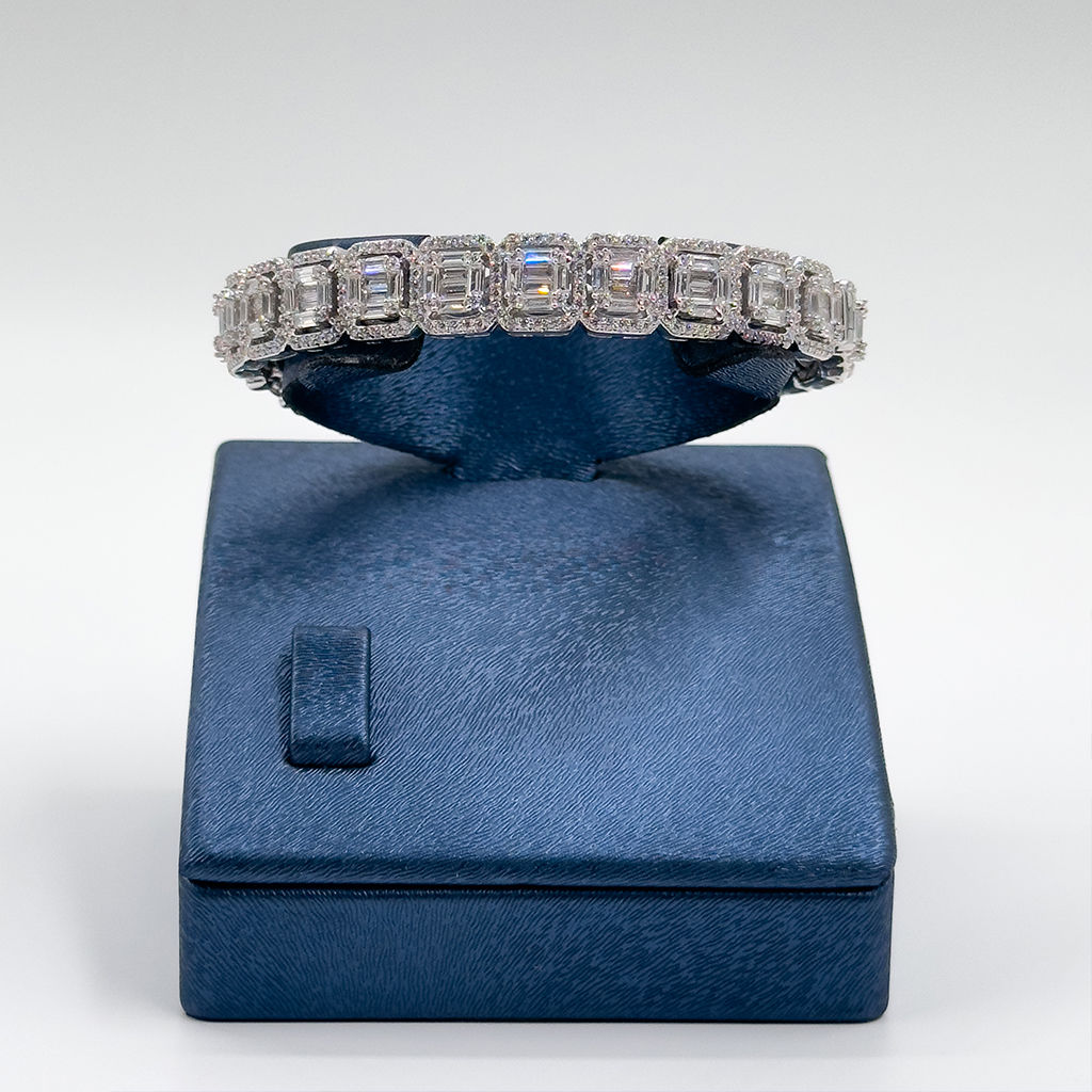 Pırlanta Montür Baget Kelepçe 925 Ayar Gümüş Bileklik