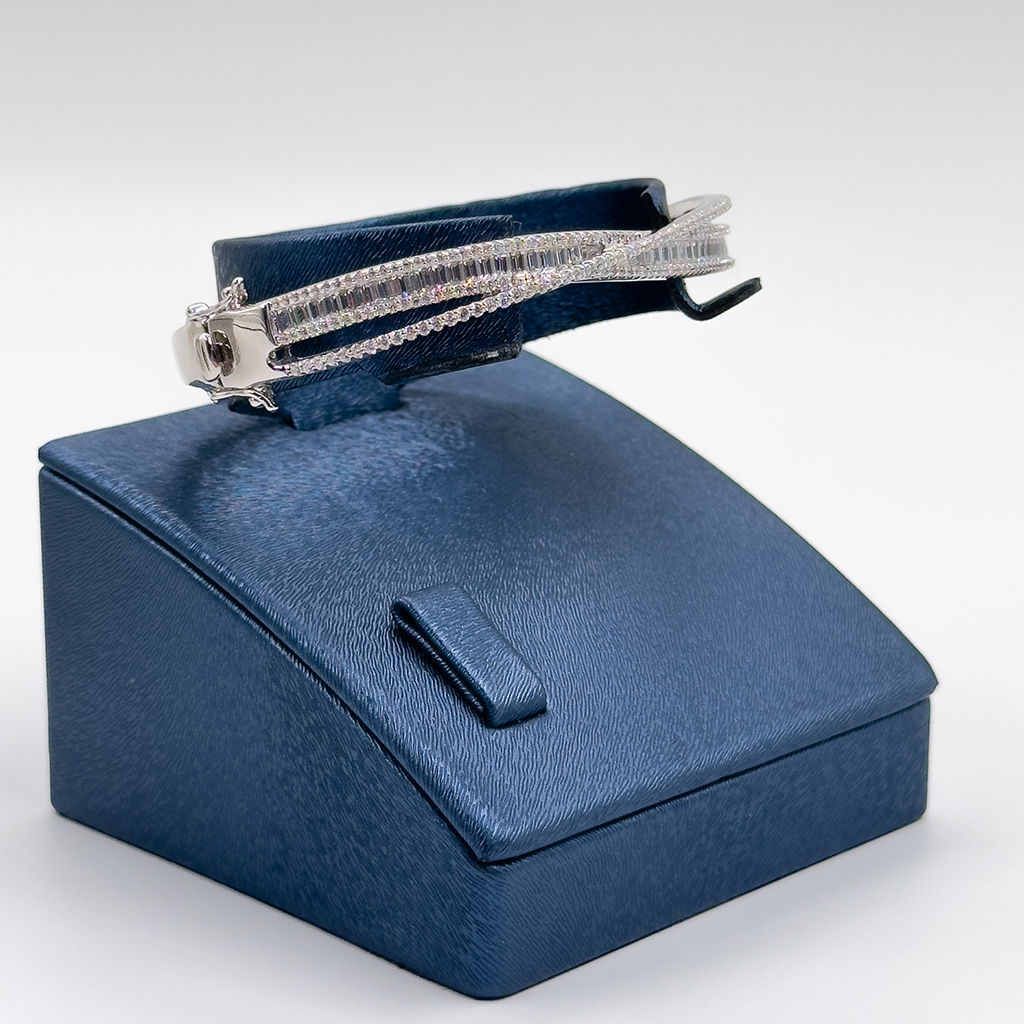 Pırlanta Montür Baget Taşlı Kelepçe Gümüş Bileklik